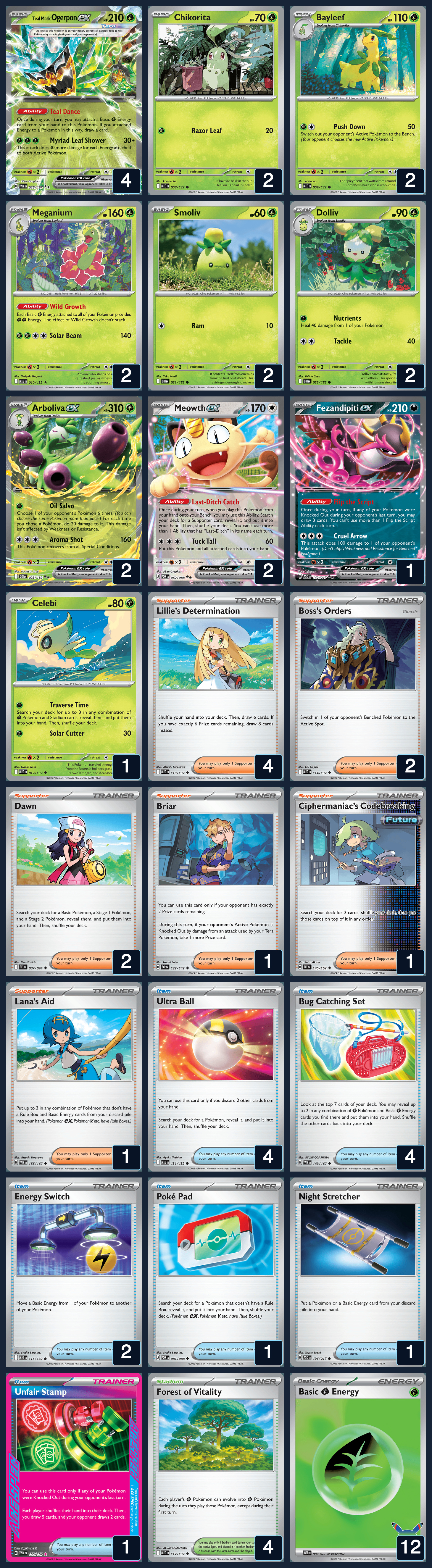 Complete 60-card deck list for rank 13, shellysmith023