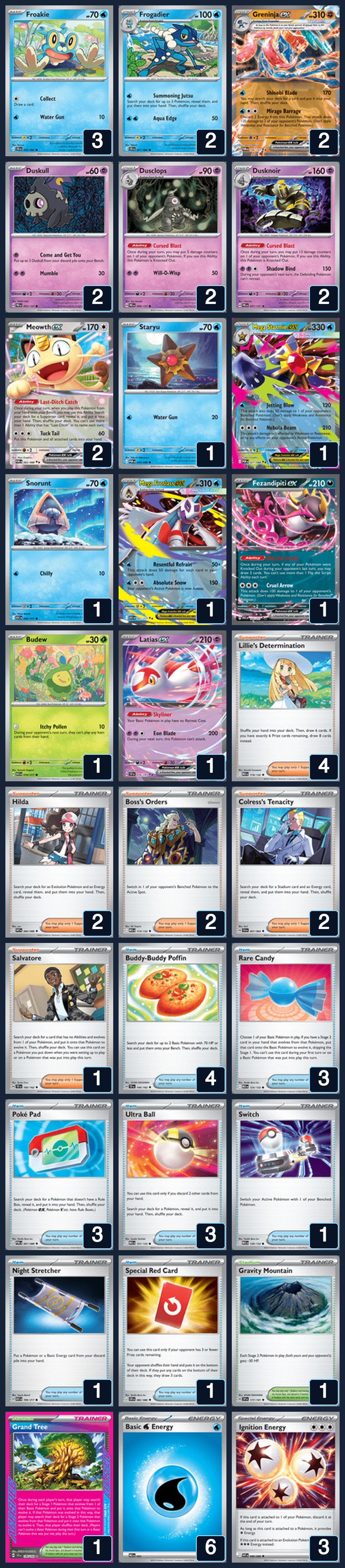 Complete 60-card deck list for rank 16, joy