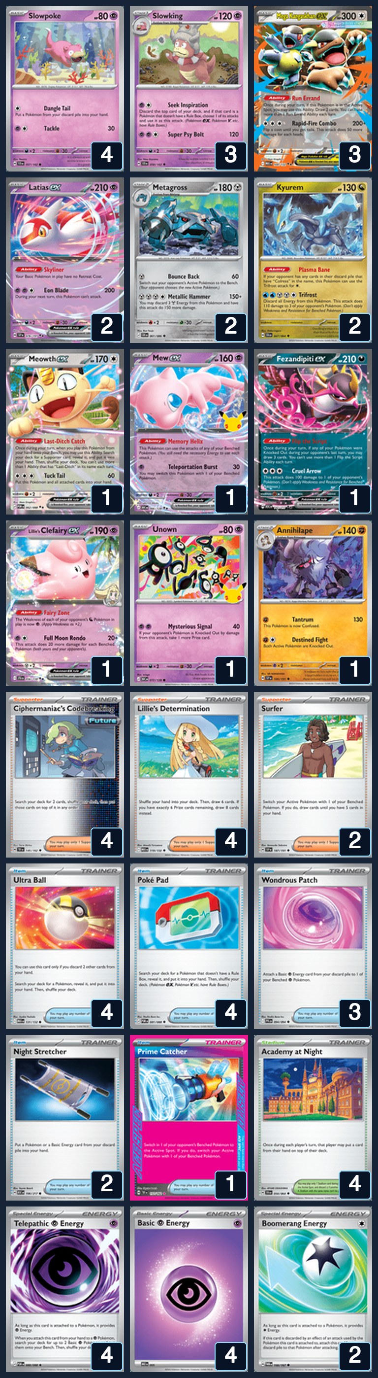Complete 60-card deck list for rank 13, Moujii