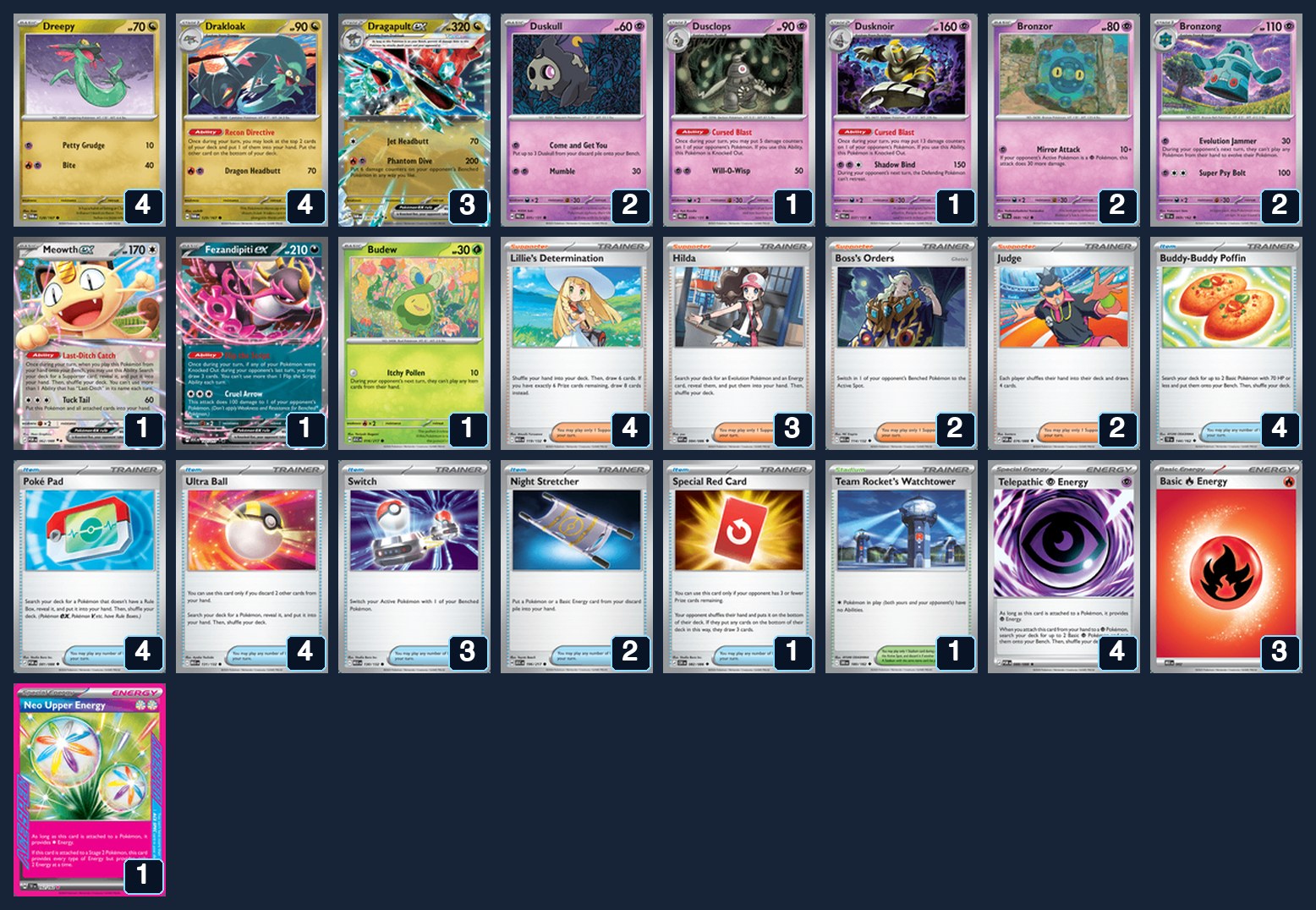 Complete 60-card deck list for rank 4, Takumi T