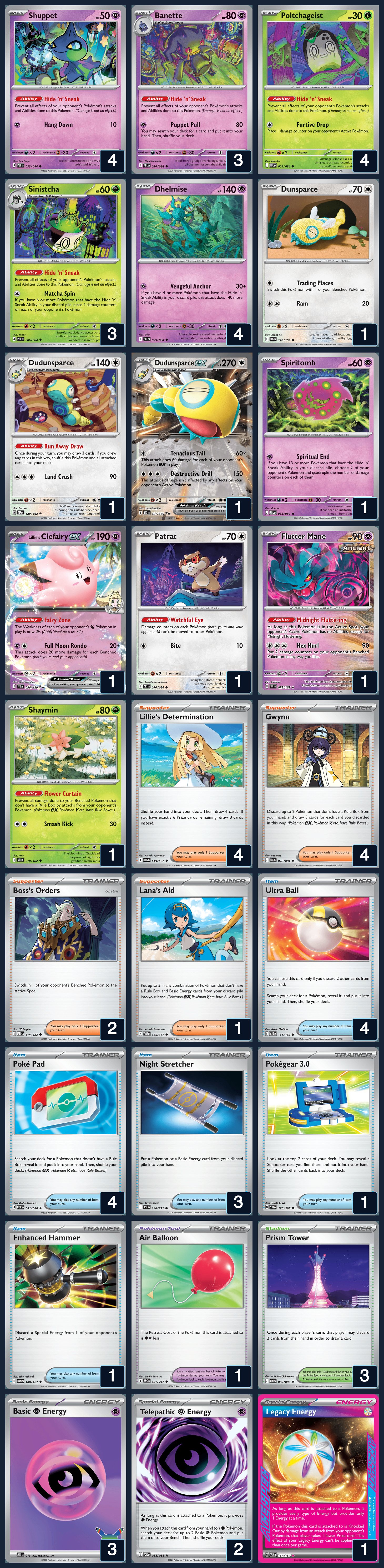 Complete 60-card deck list for rank 11, CardHandler
