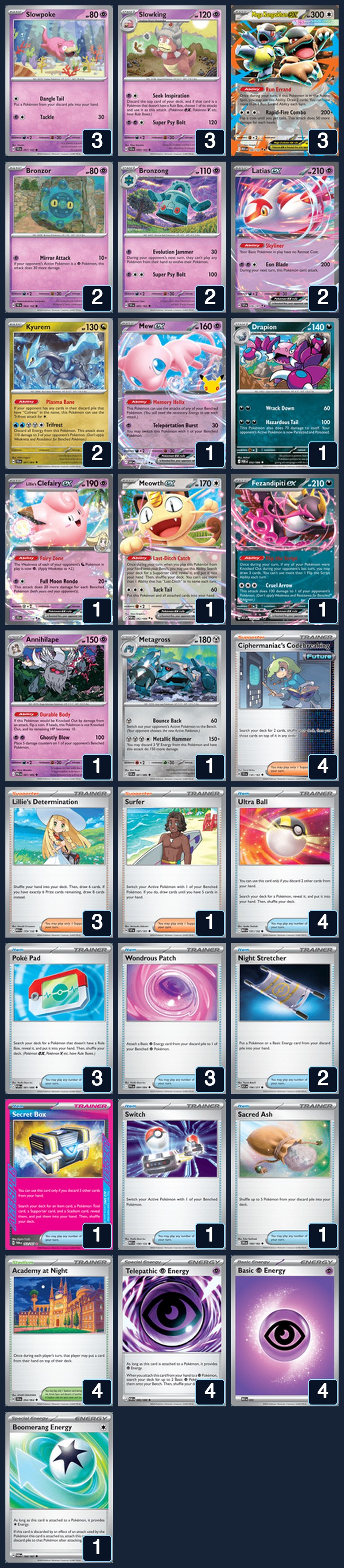 Complete 60-card deck list for rank 20, Patrick C