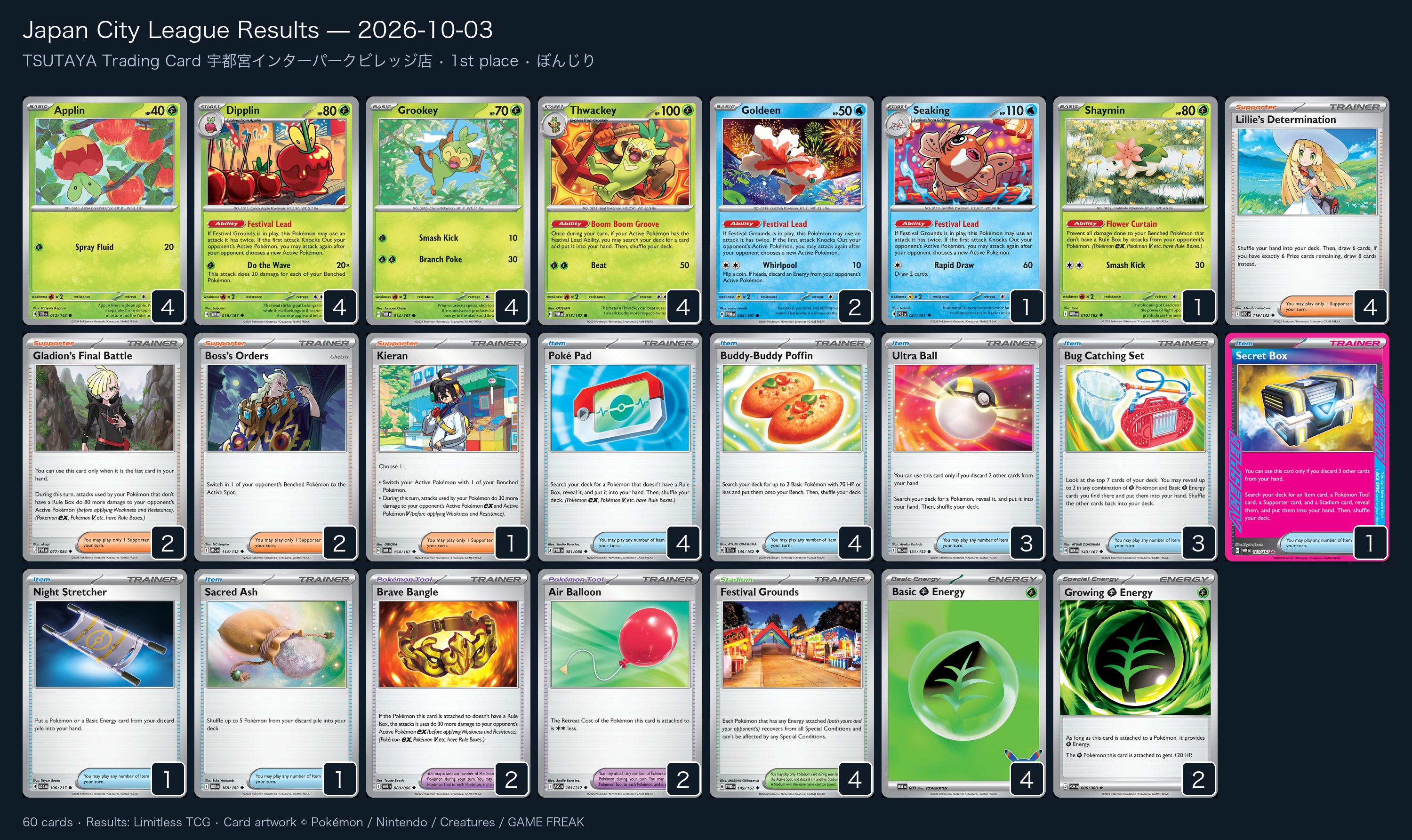 1st place — ぼんじり decklist