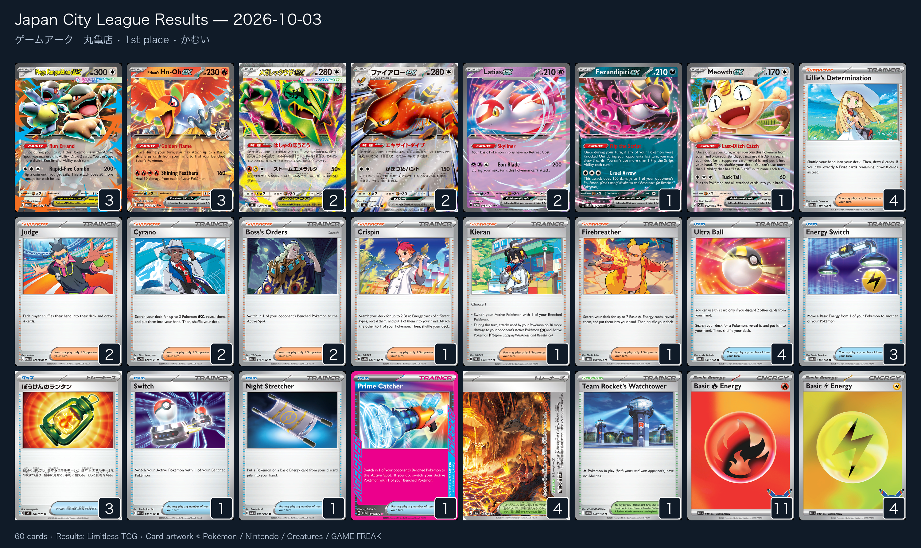 1st place — かむい decklist