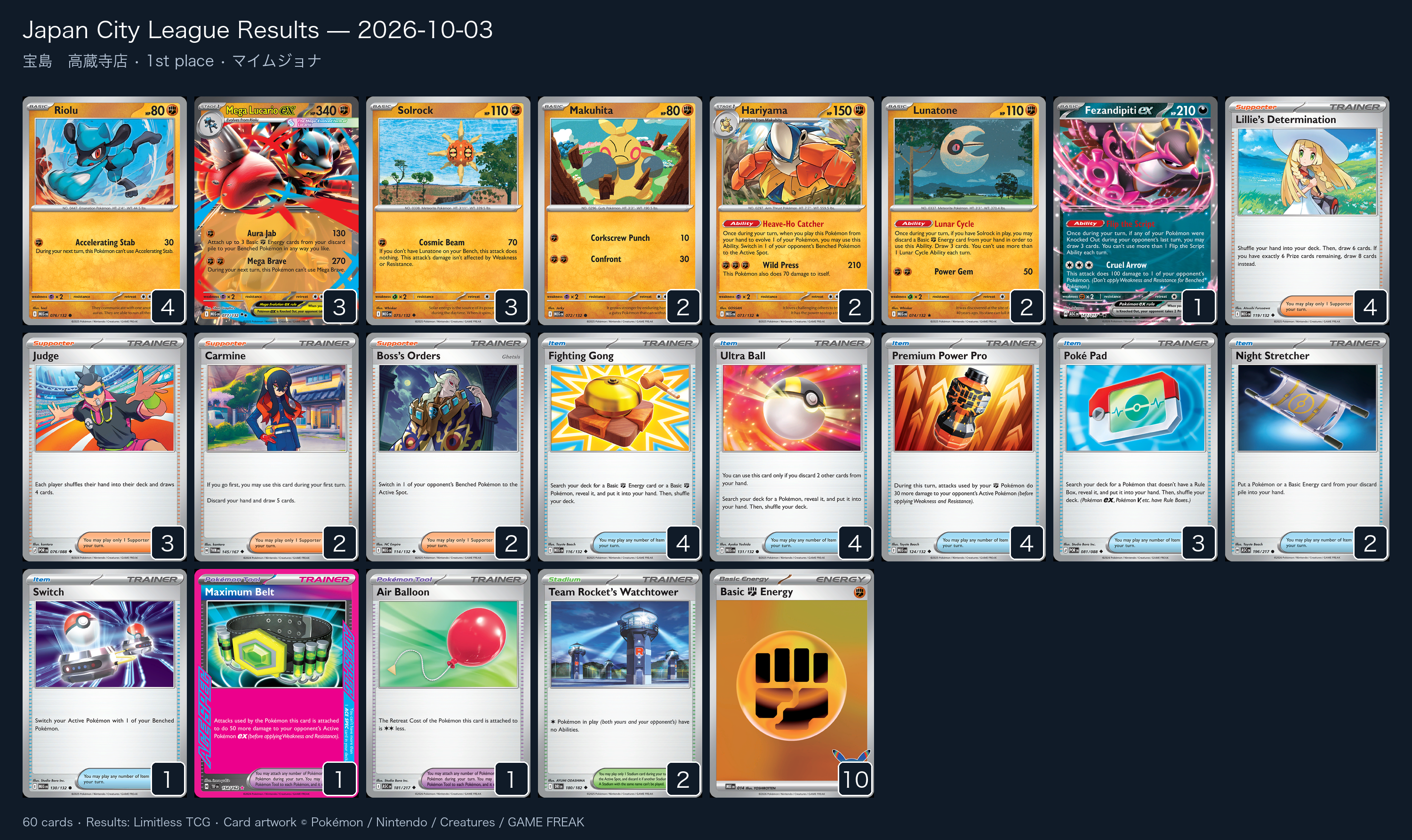 1st place — マイムジョナ decklist