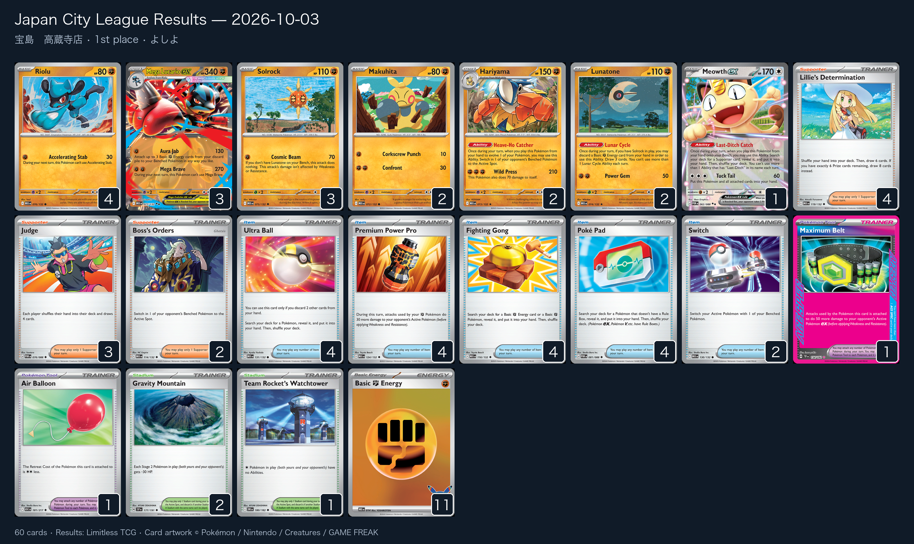 1st place — よしよ decklist