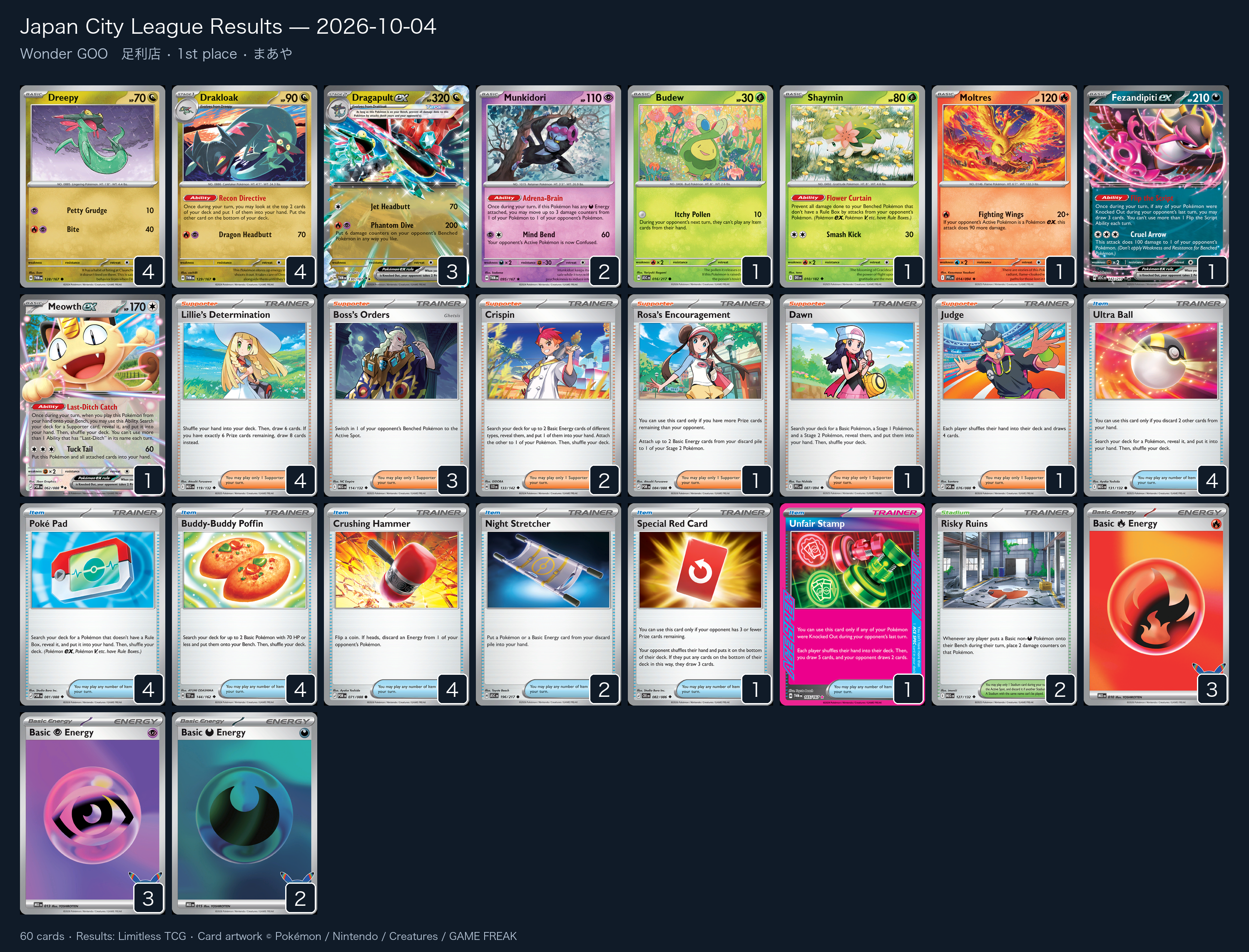 1st place — まあや decklist