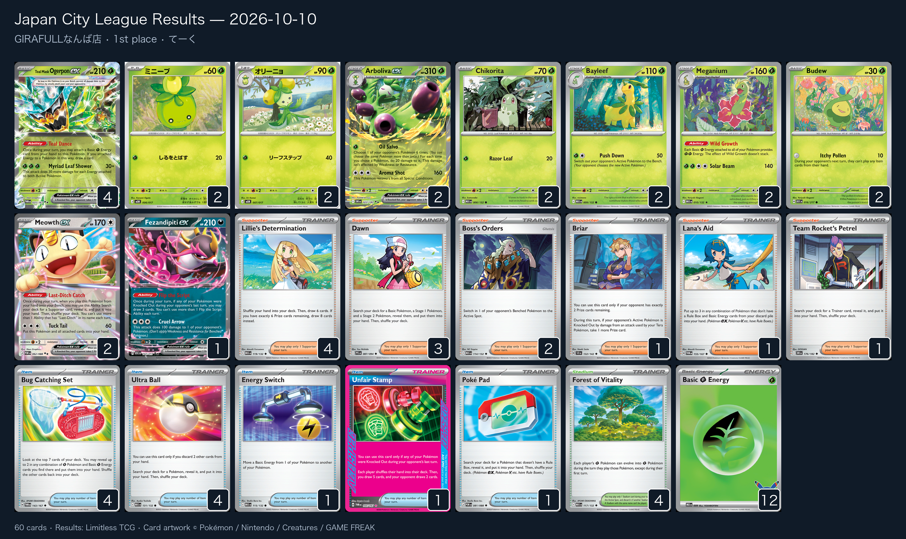 1st place — てーく decklist