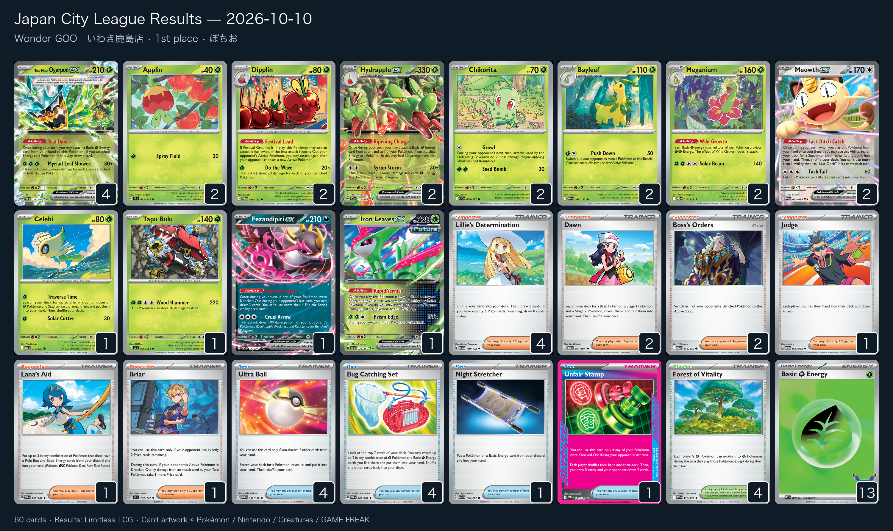 1st place — ぽちお decklist