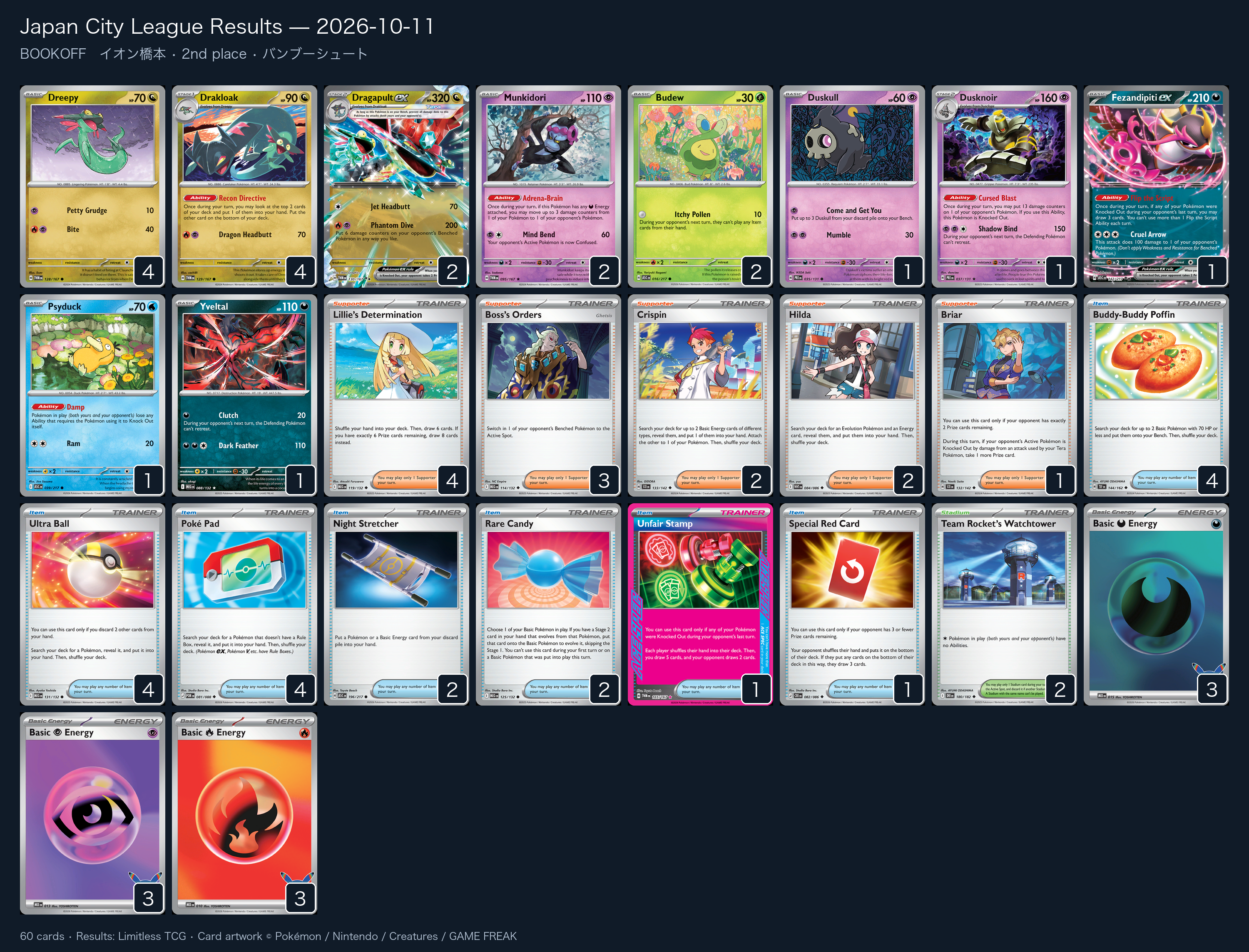 2nd place — バンブーシュート decklist