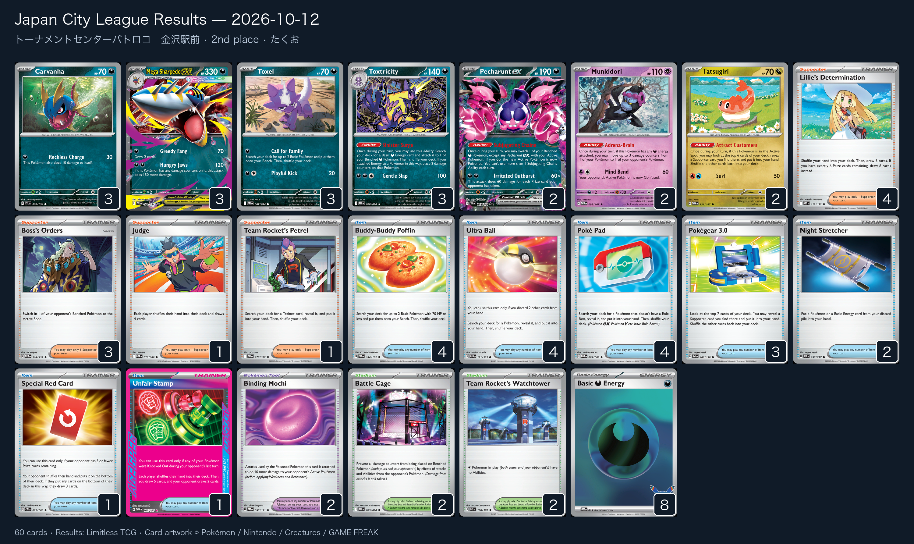2nd place — たくお decklist