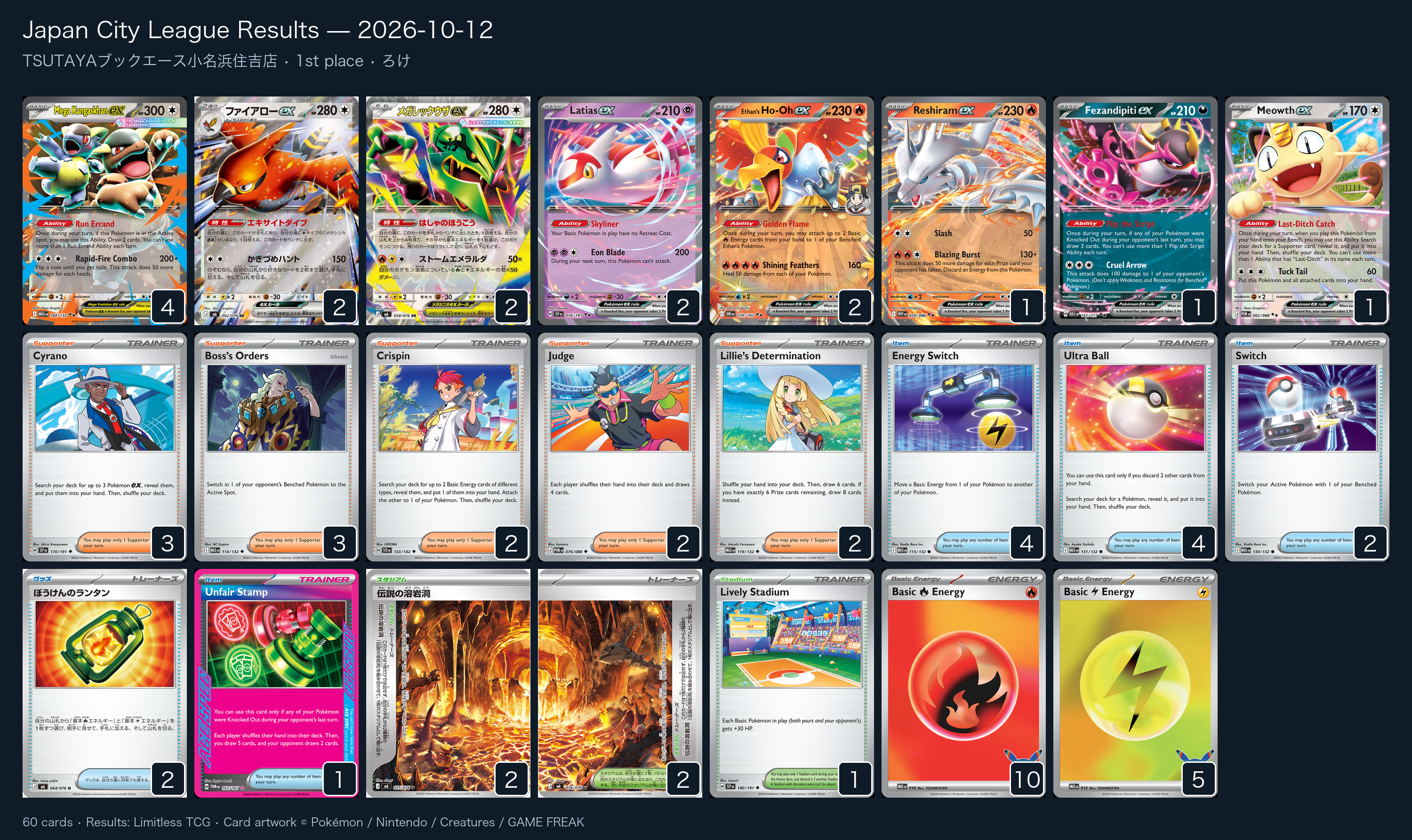 1st place — ろけ decklist