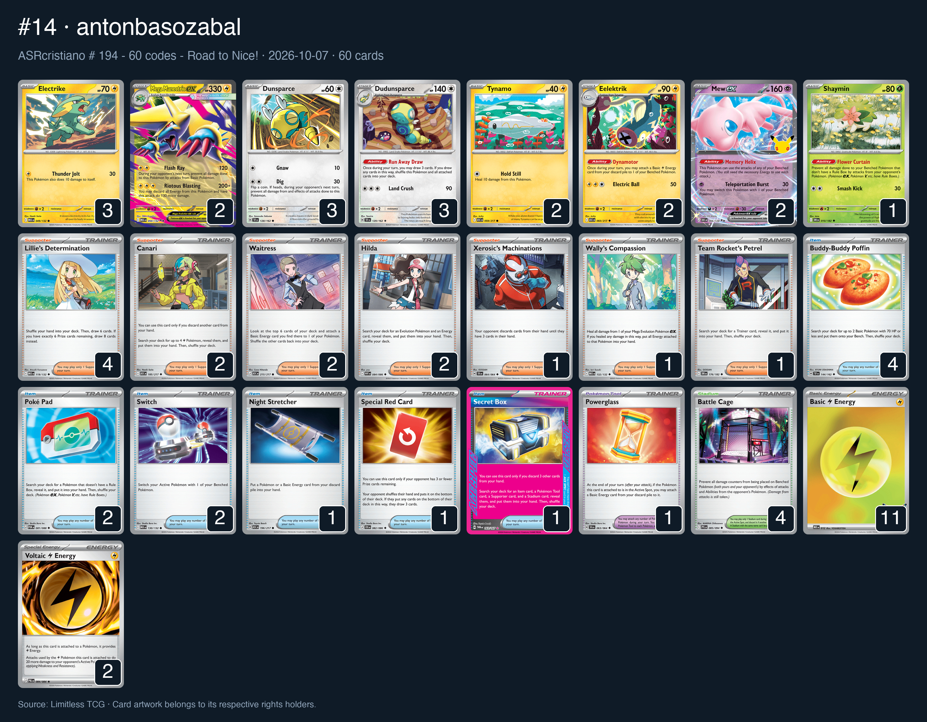 Complete 60-card deck list for rank 14, antonbasozabal