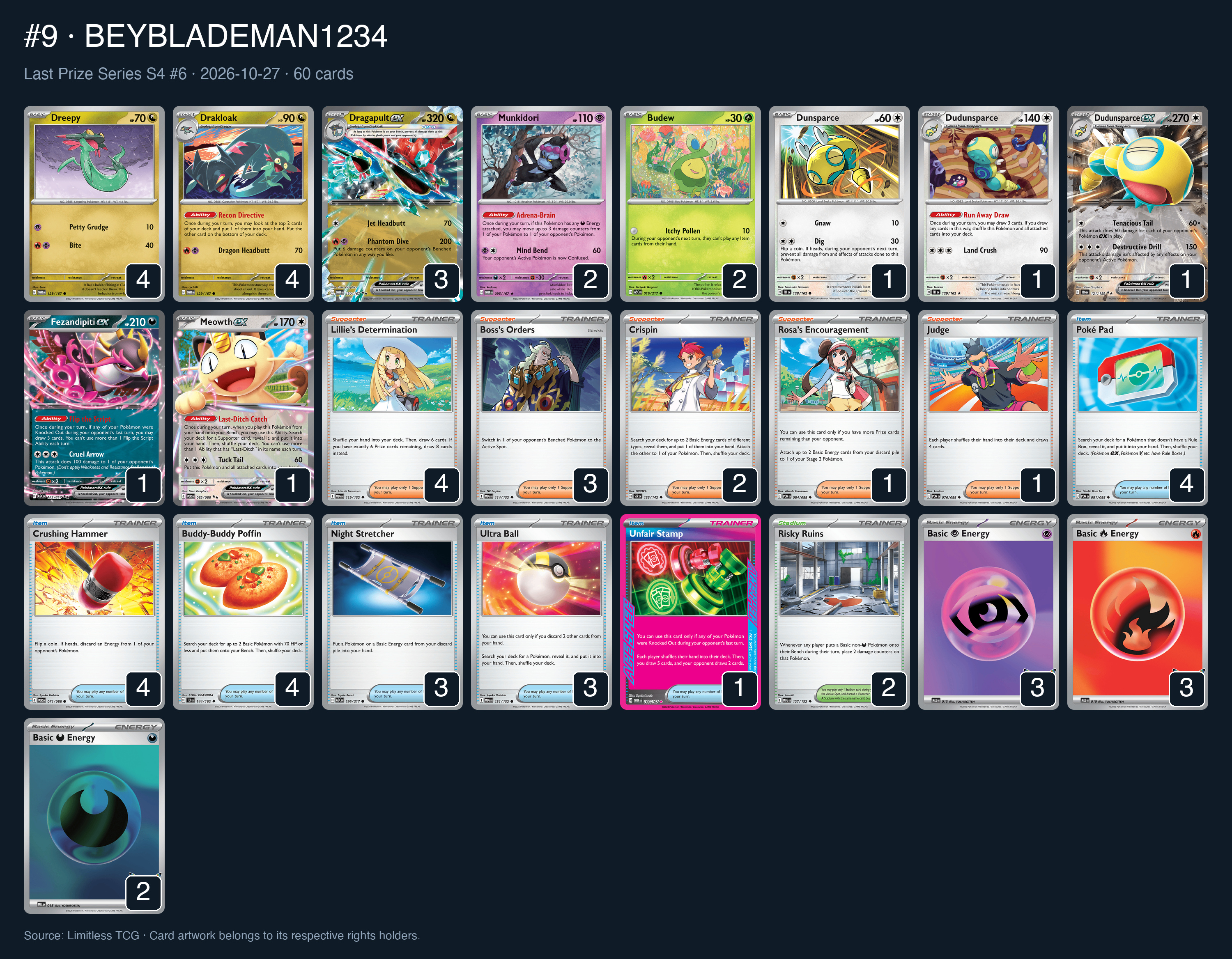 Complete 60-card deck list for rank 9, BEYBLADEMAN1234
