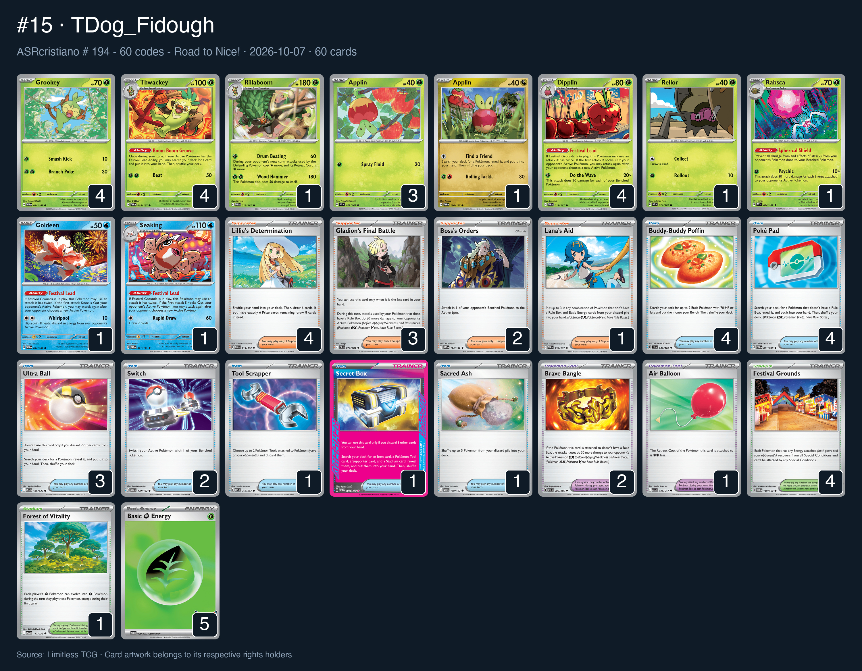 Complete 60-card deck list for rank 15, TDog_Fidough