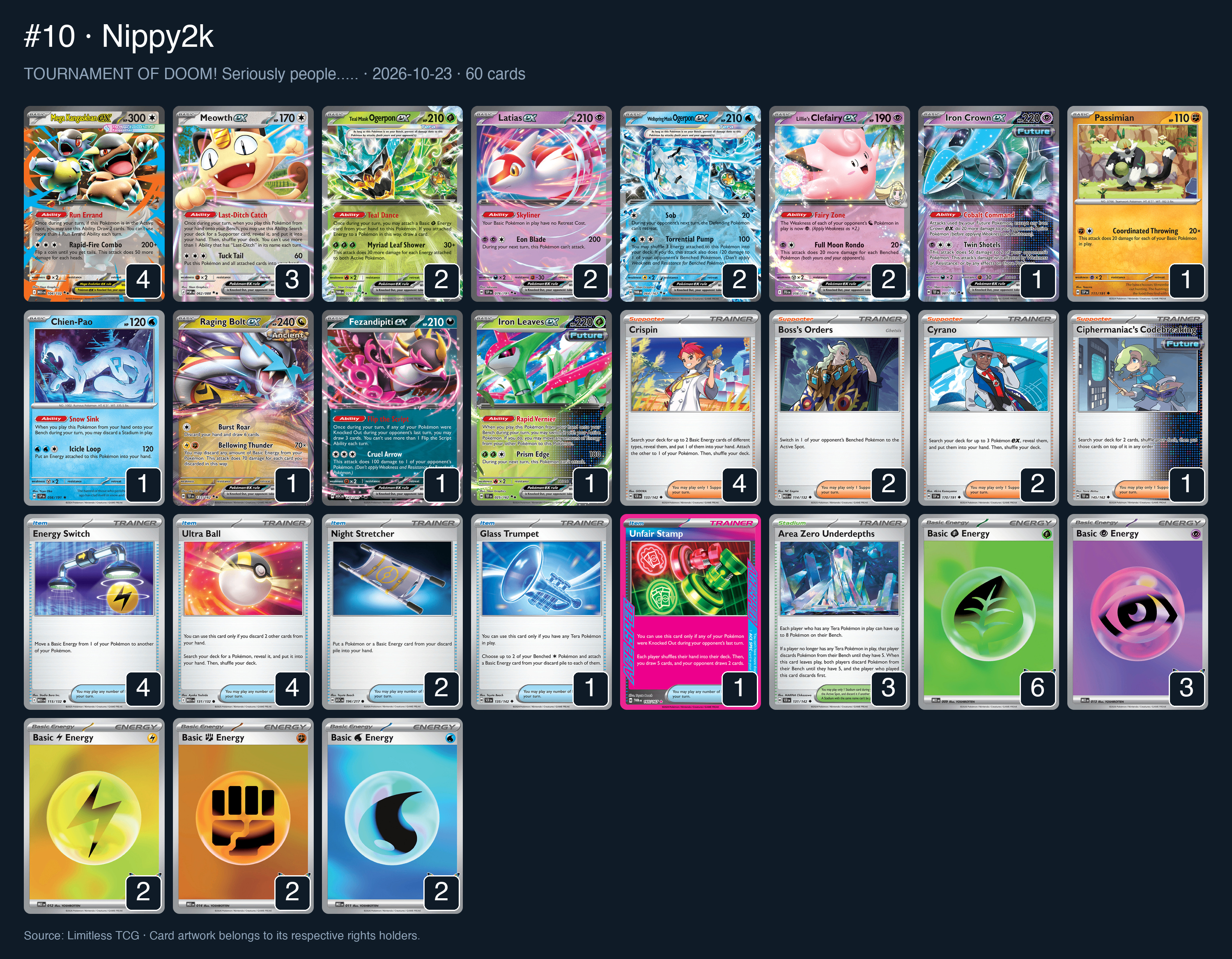 Complete 60-card deck list for rank 10, Nippy2k