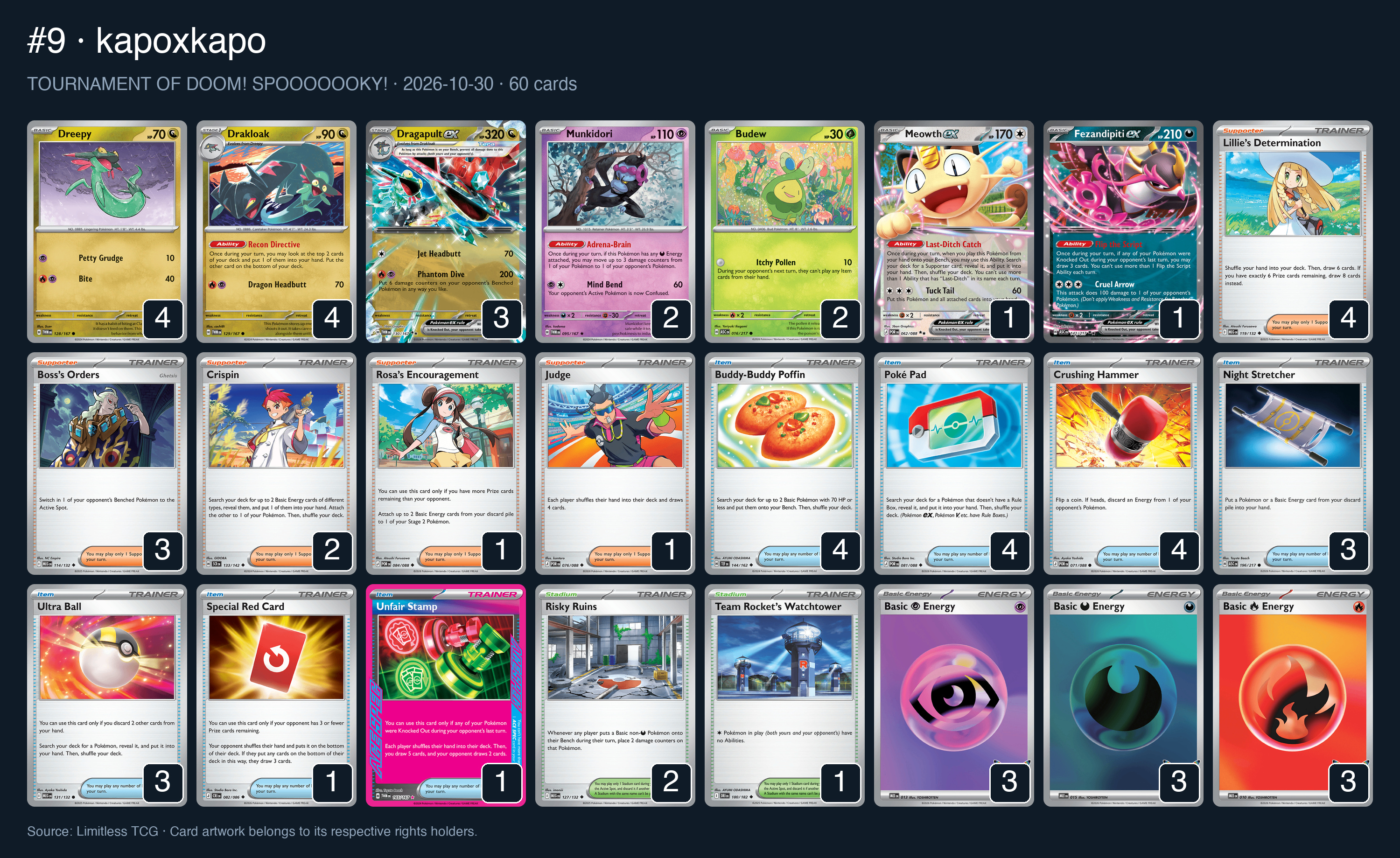 Complete 60-card deck list for rank 9, kapoxkapo