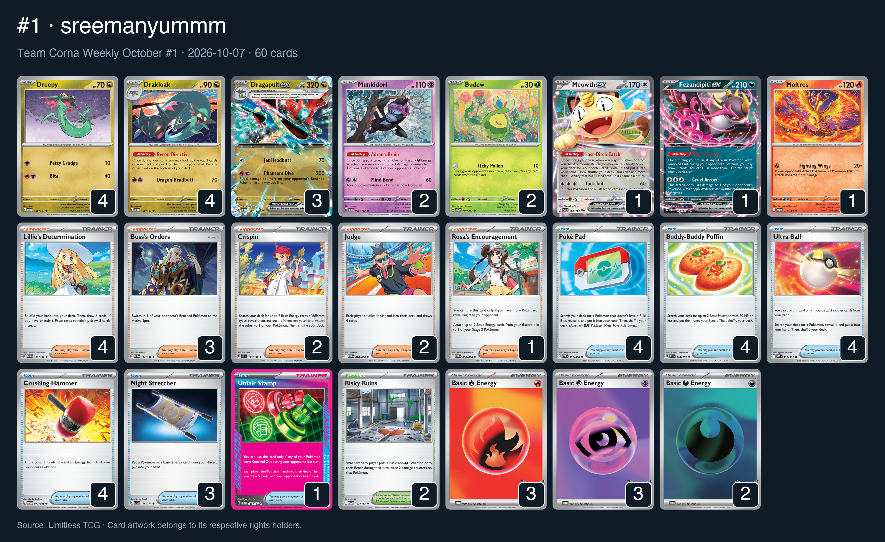 Complete 60-card deck list for rank 1, sreemanyummm