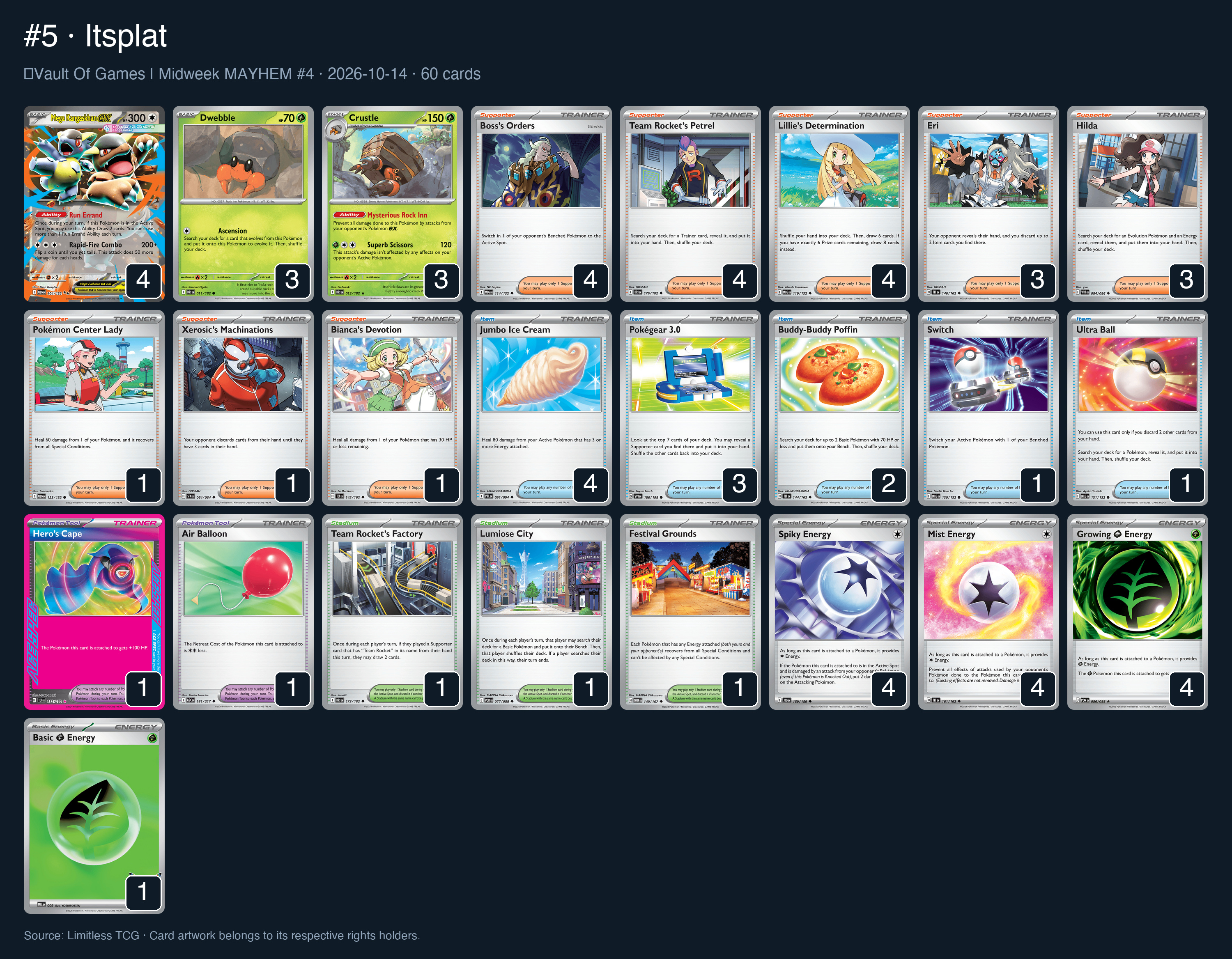 Complete 60-card deck list for rank 5, Itsplat