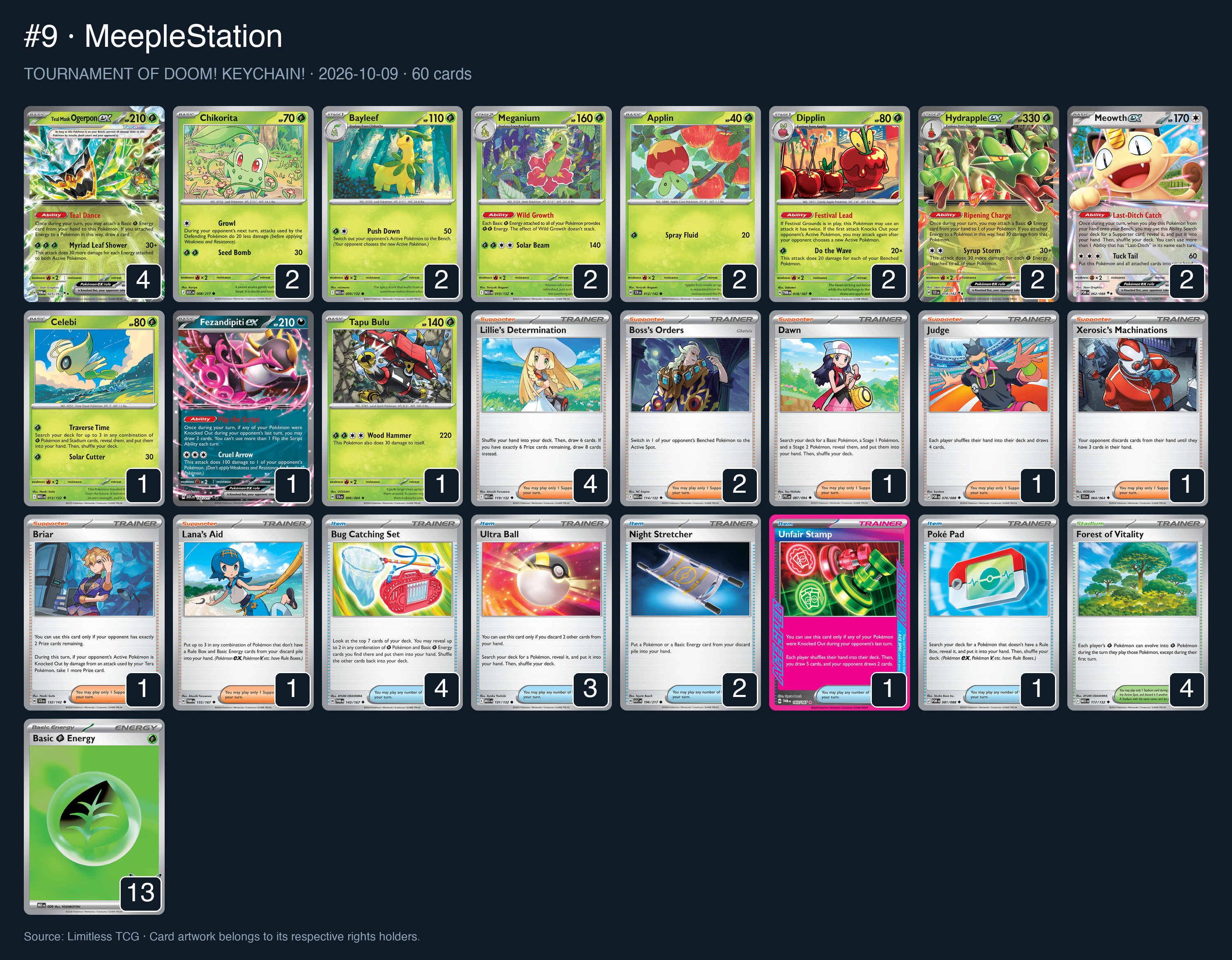 Complete 60-card deck list for rank 9, MeepleStation