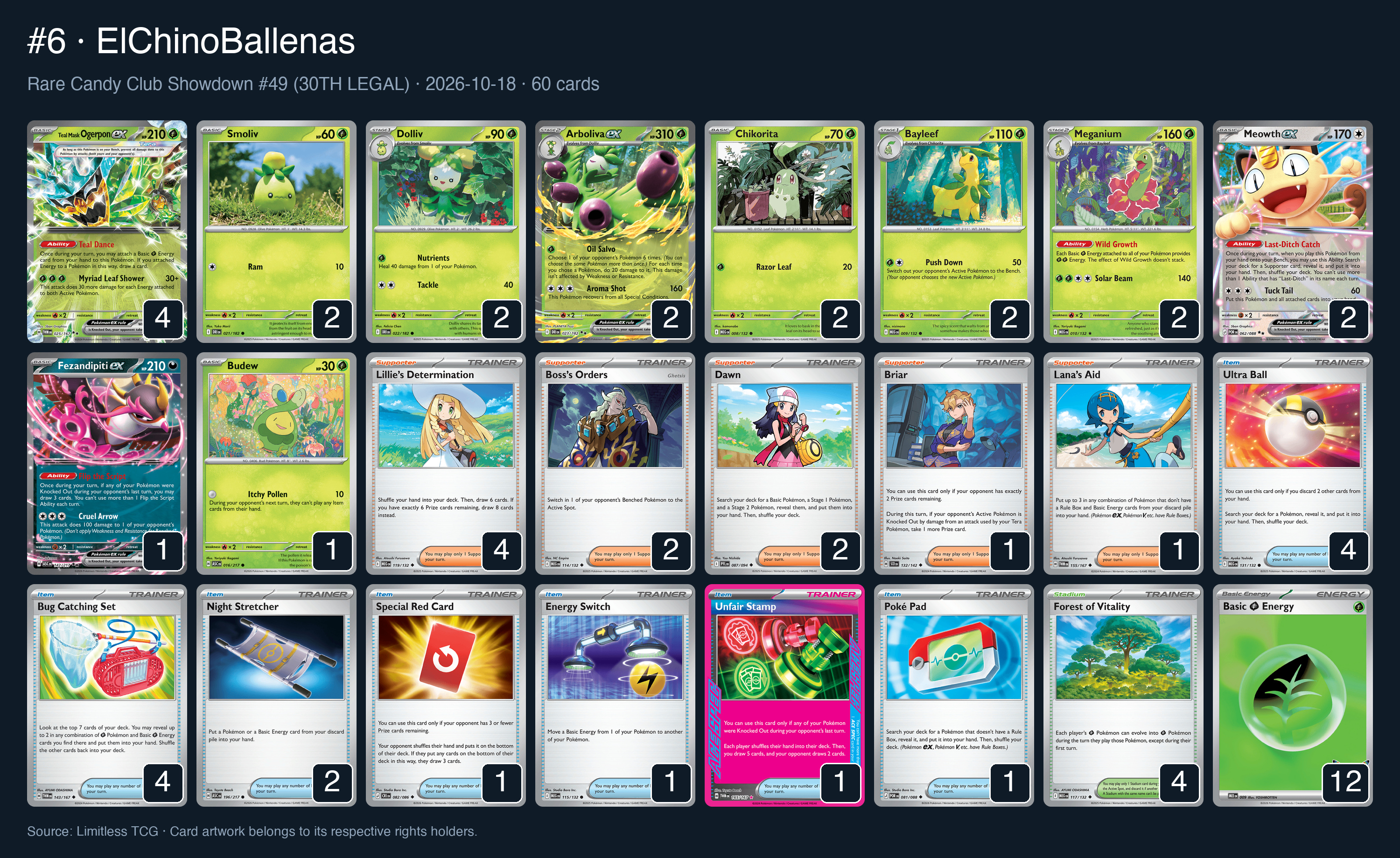 Complete 60-card deck list for rank 6, ElChinoBallenas
