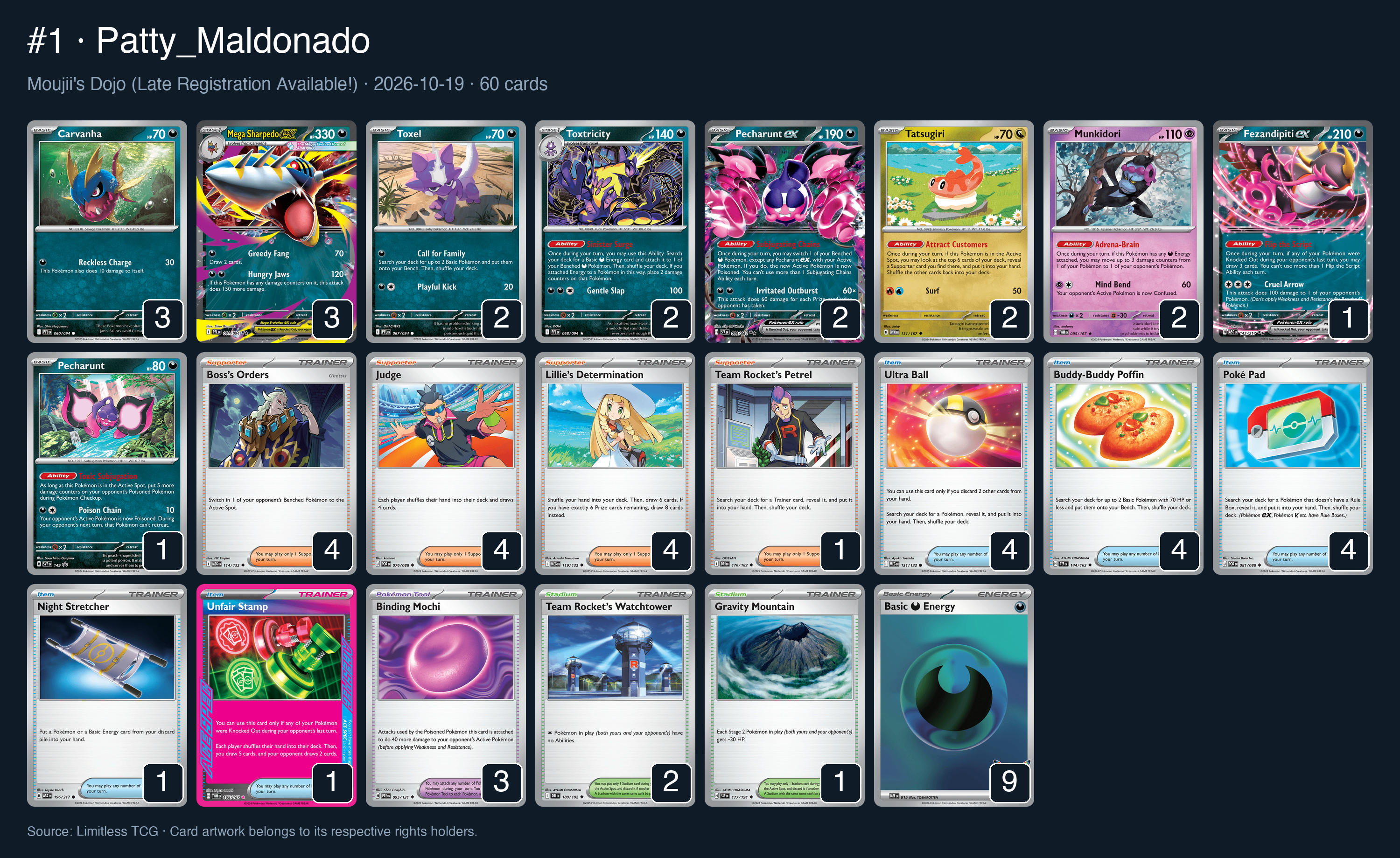 Complete 60-card deck list for rank 1, Patty_Maldonado