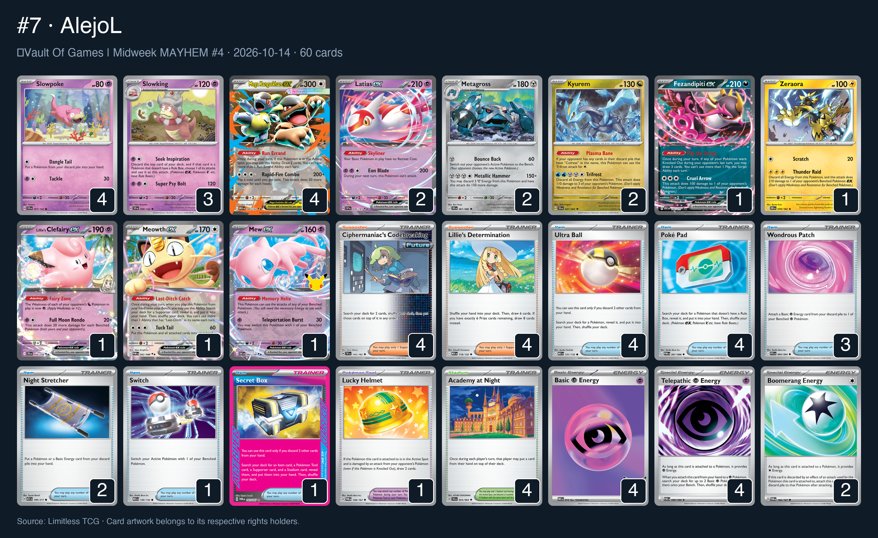 Complete 60-card deck list for rank 7, AlejoL