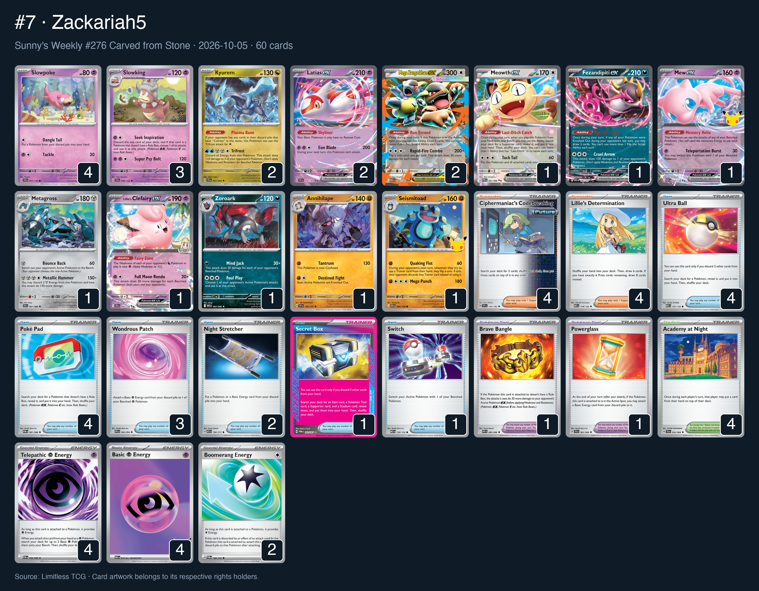 Complete 60-card deck list for rank 7, Zackariah5
