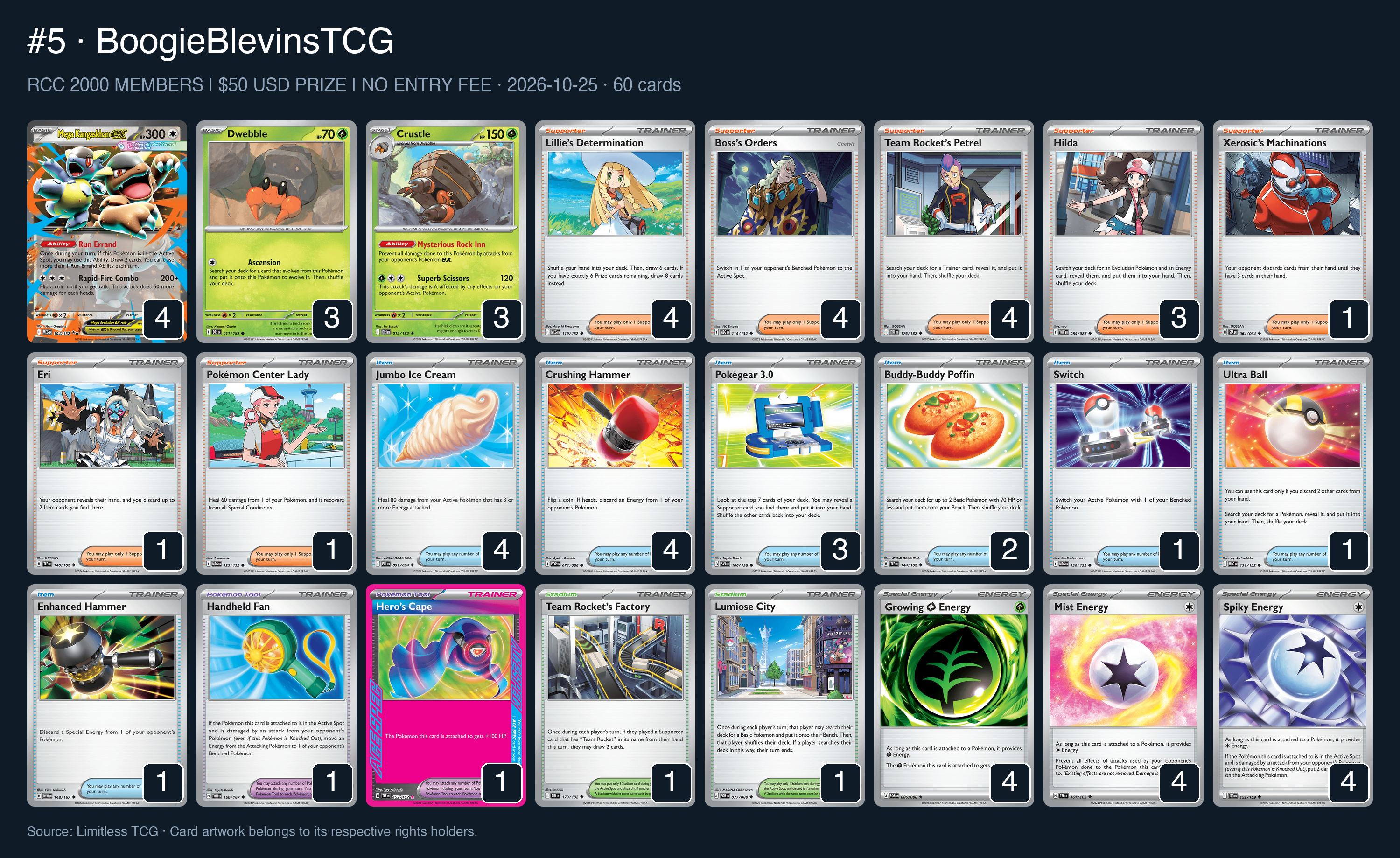 Complete 60-card deck list for rank 5, BoogieBlevinsTCG