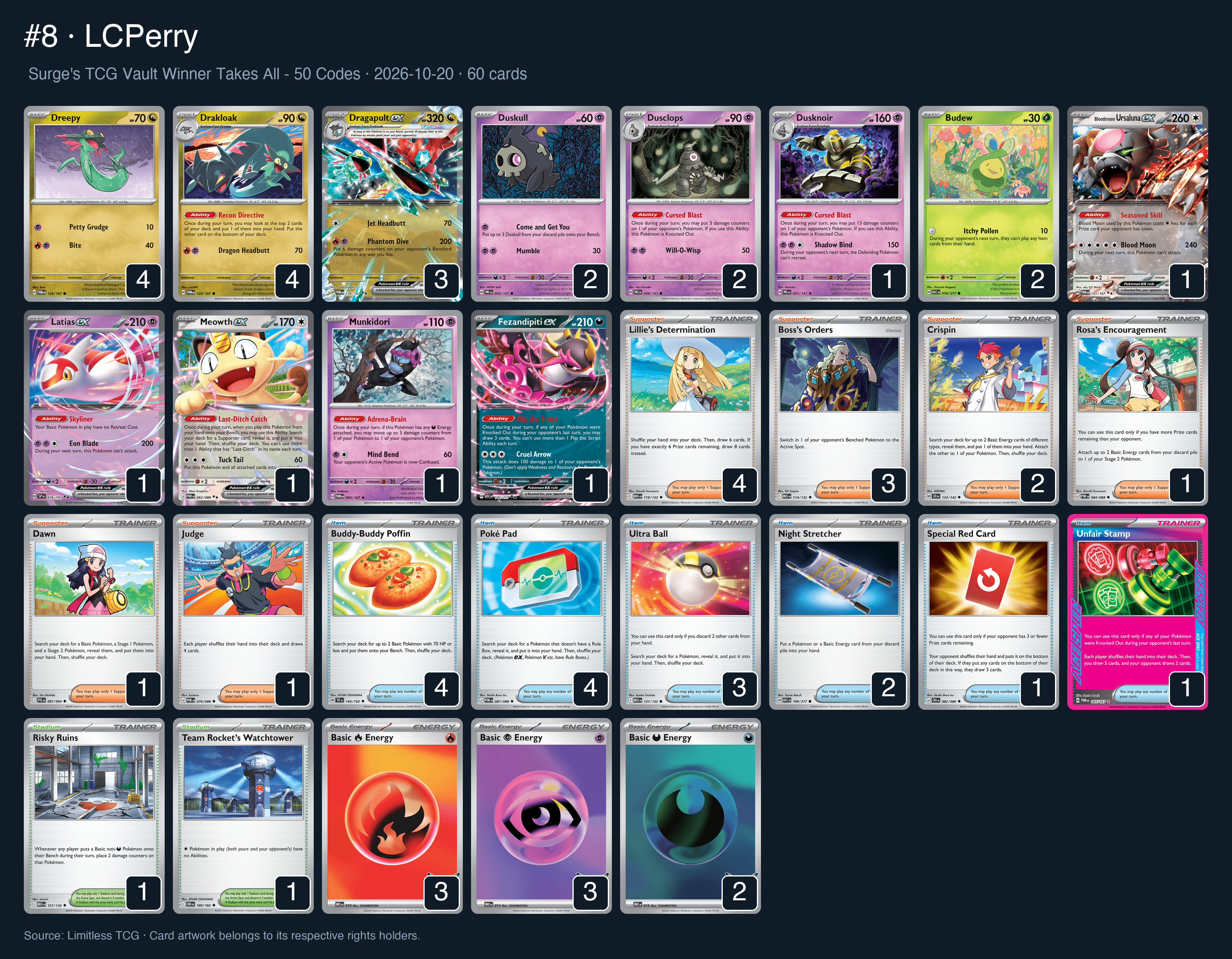 Complete 60-card deck list for rank 8, LCPerry