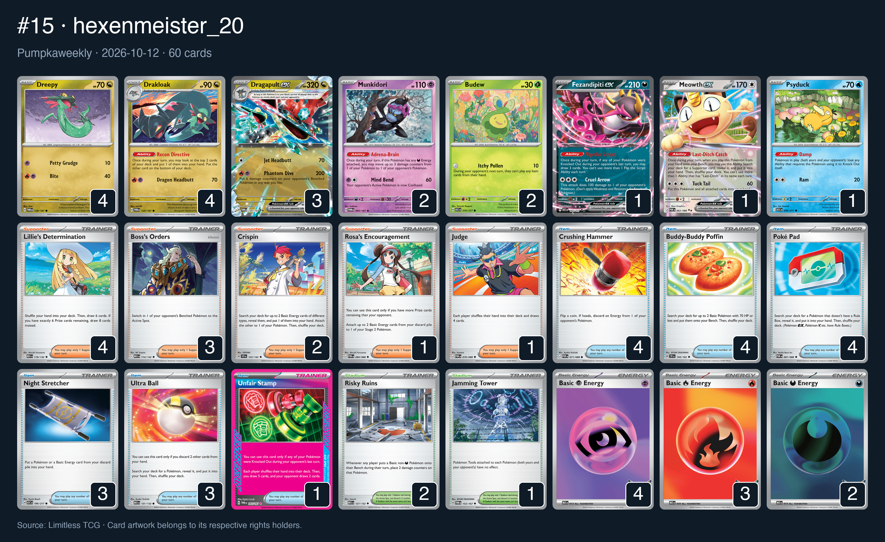 Complete 60-card deck list for rank 15, hexenmeister_20