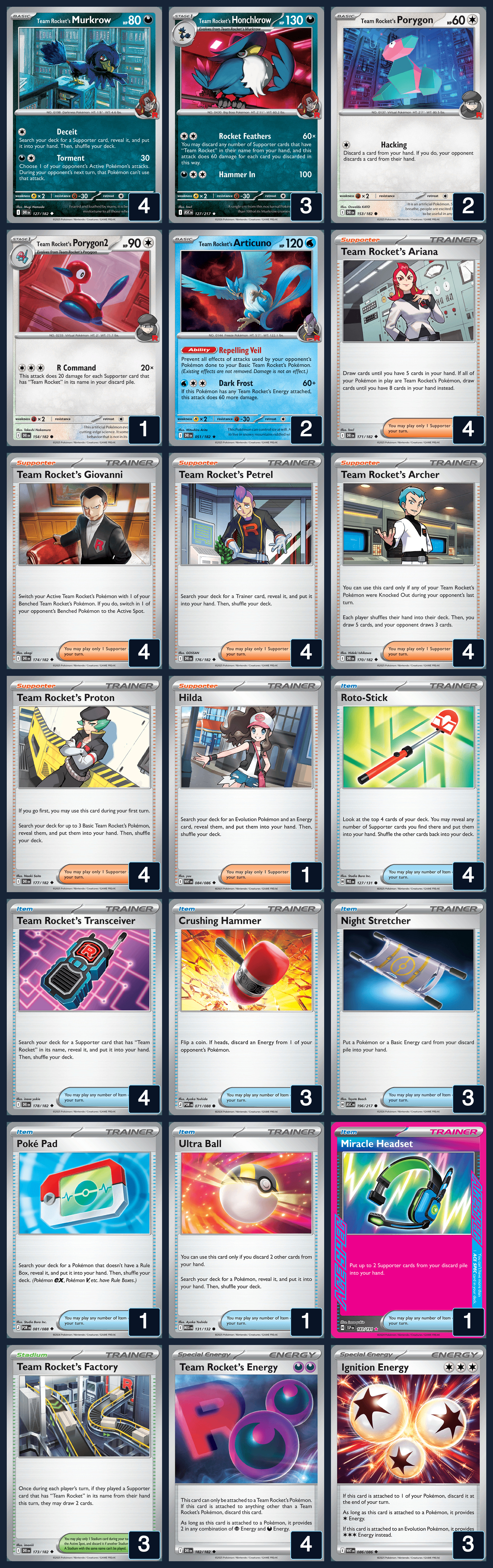 Complete 60-card deck list for rank 13, droppedMyCard