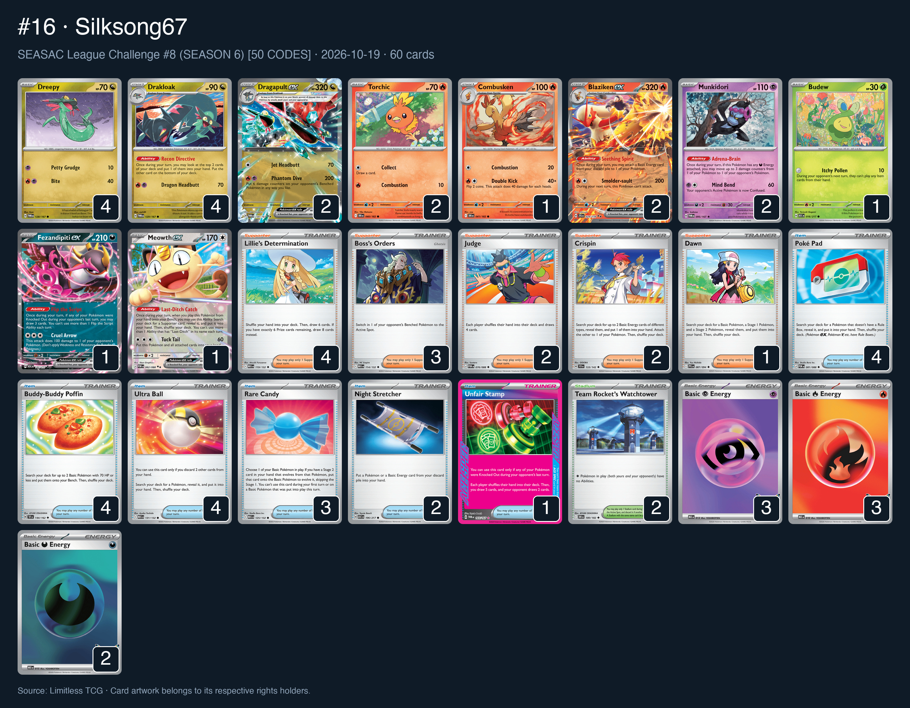 Complete 60-card deck list for rank 16, Silksong67
