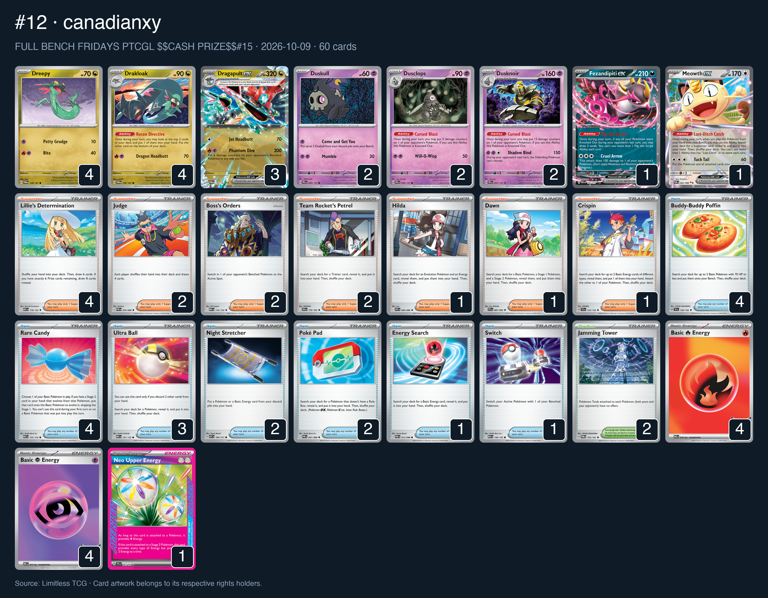Complete 60-card deck list for rank 12, canadianxy