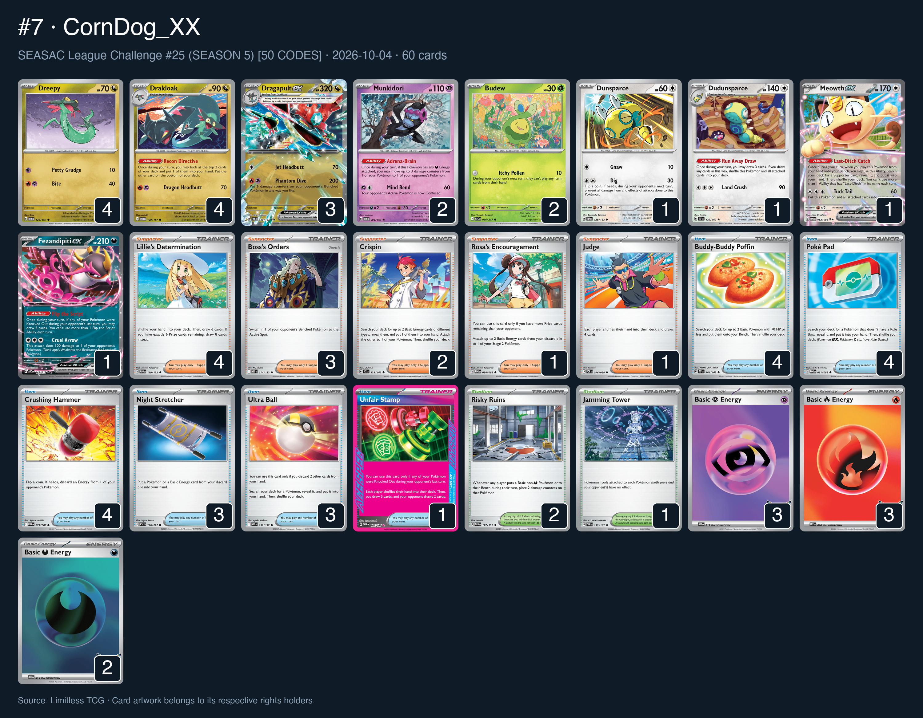 Complete 60-card deck list for rank 7, CornDog_XX