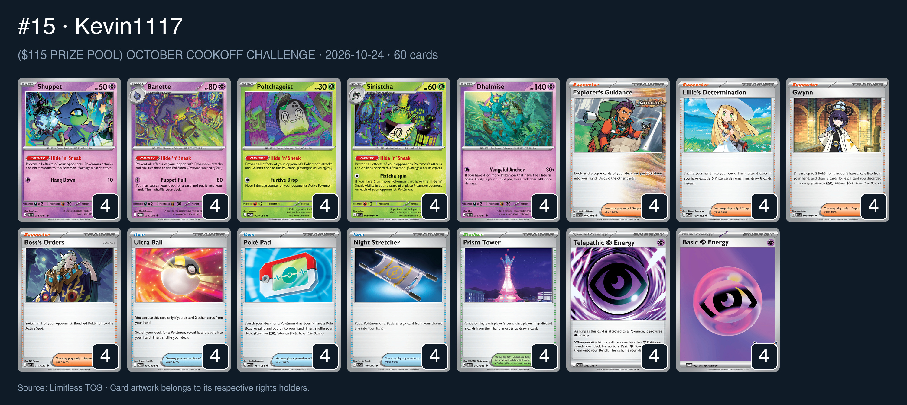 Complete 60-card deck list for rank 15, Kevin1117