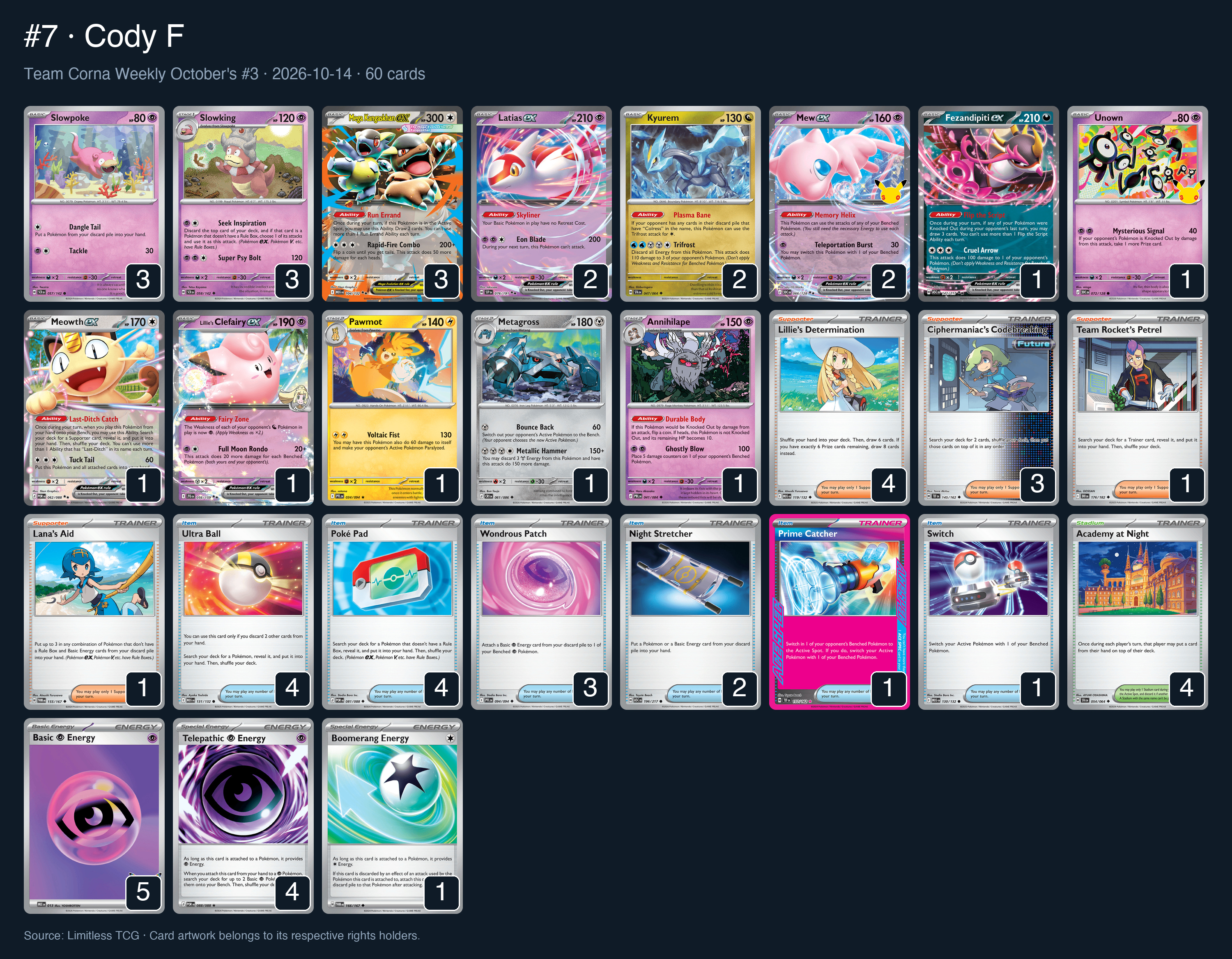 Complete 60-card deck list for rank 7, Cody F
