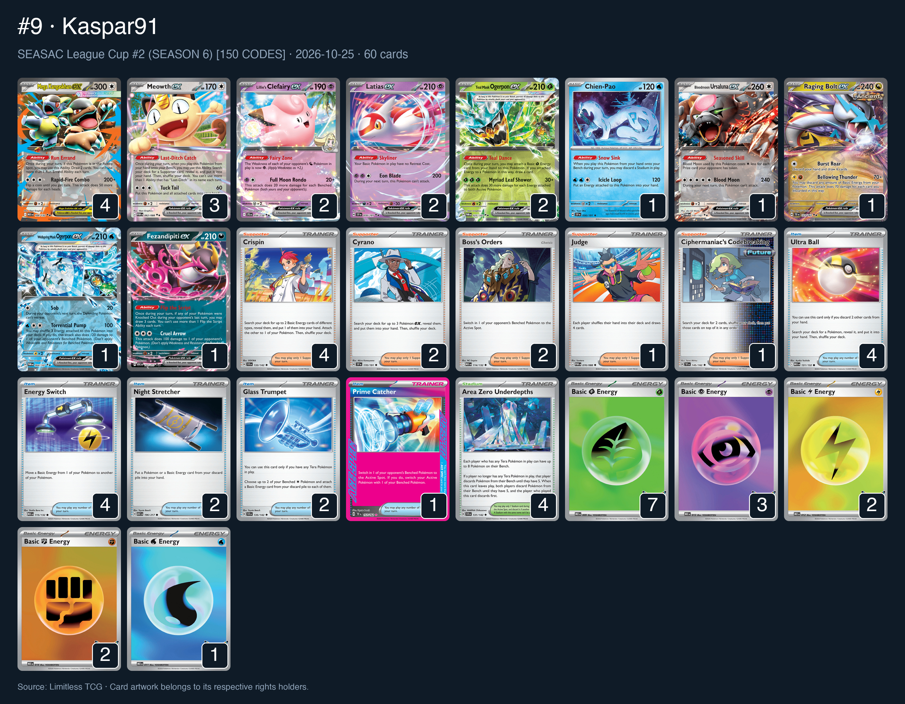 Complete 60-card deck list for rank 9, Kaspar91
