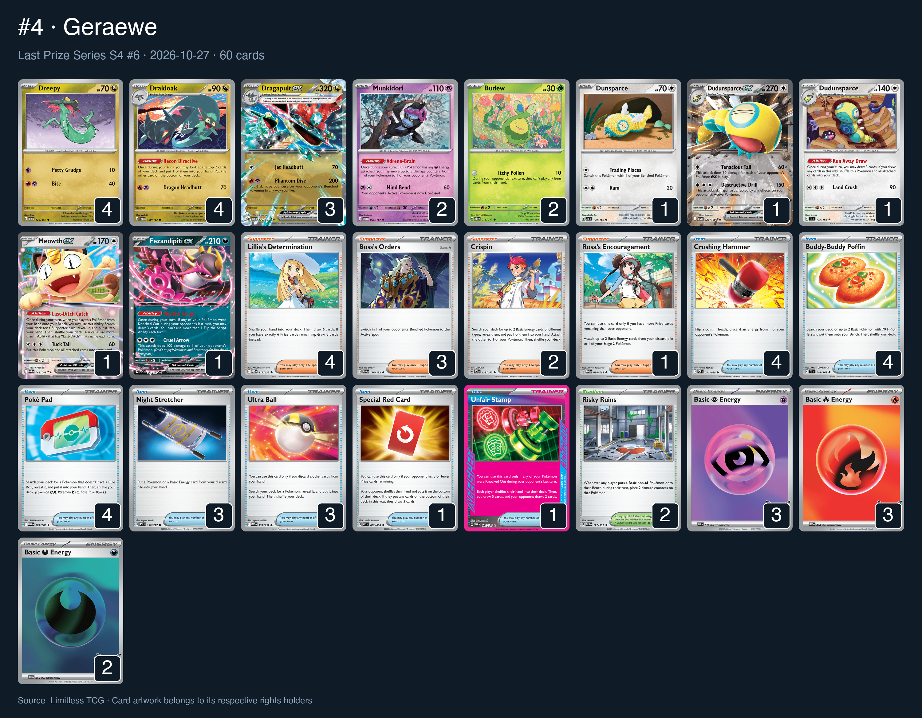 Complete 60-card deck list for rank 4, Geraewe