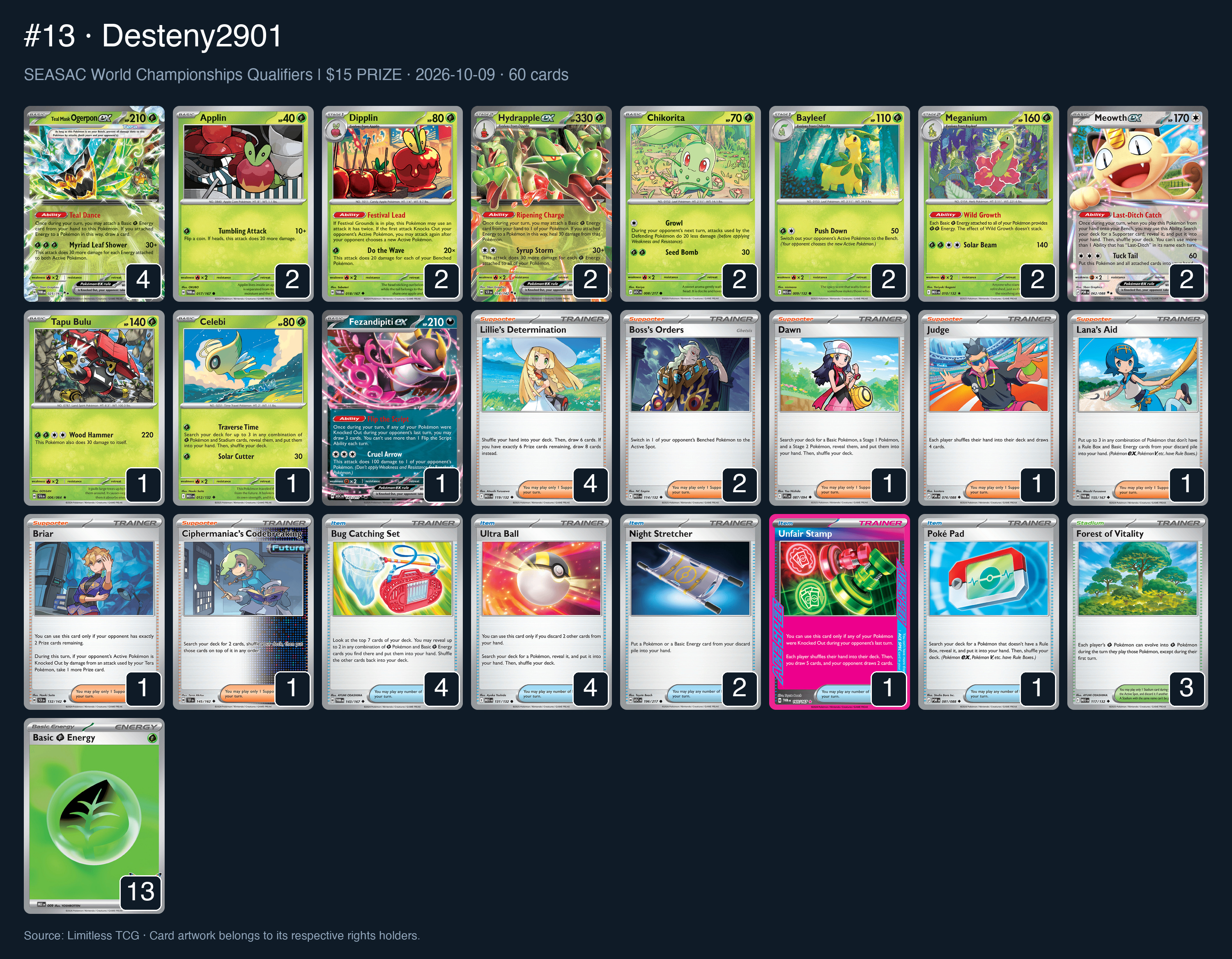 Complete 60-card deck list for rank 13, Desteny2901