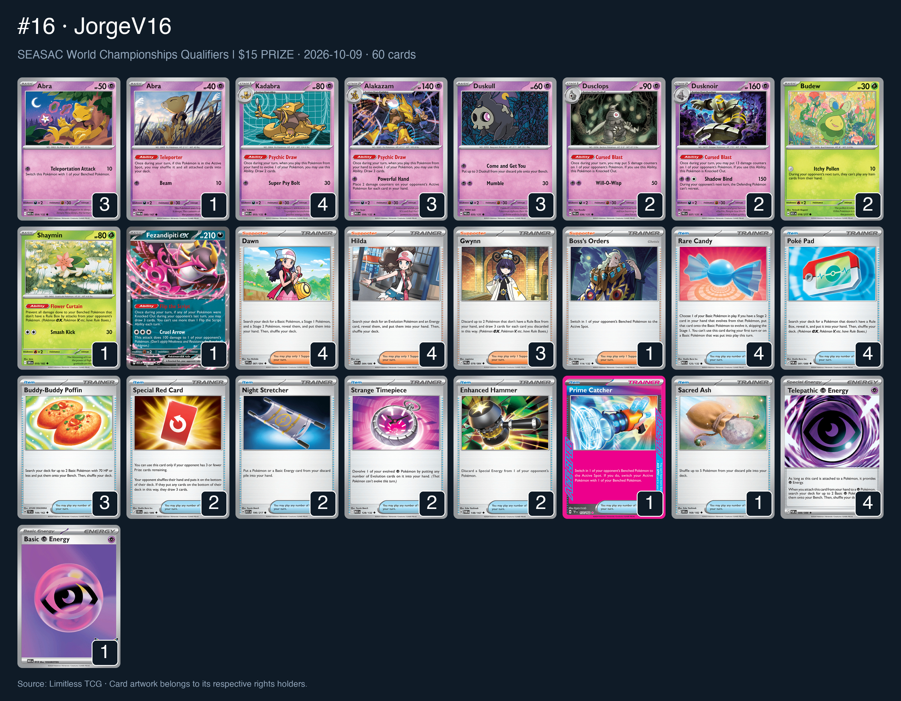 Complete 60-card deck list for rank 16, JorgeV16