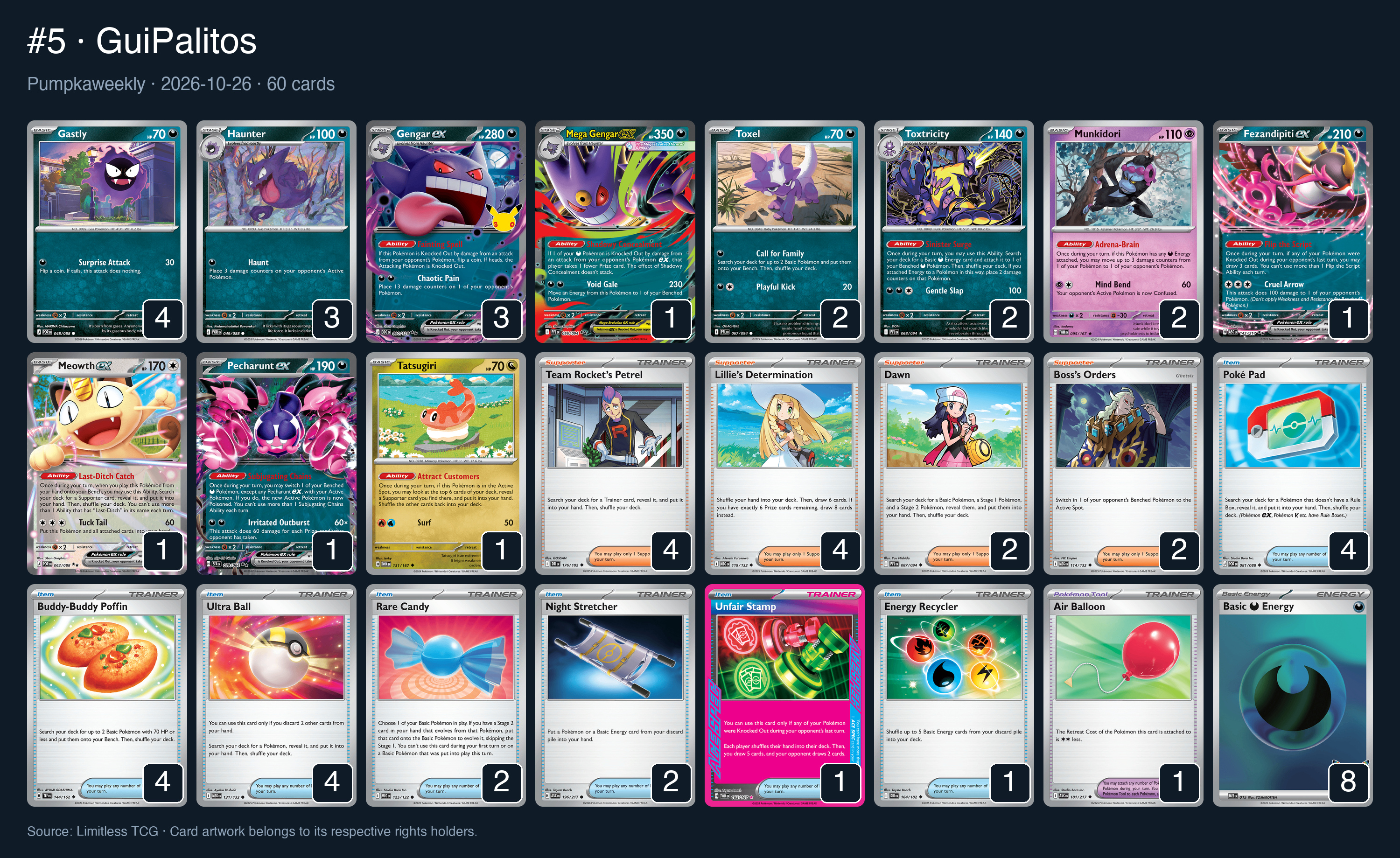 Complete 60-card deck list for rank 5, GuiPalitos