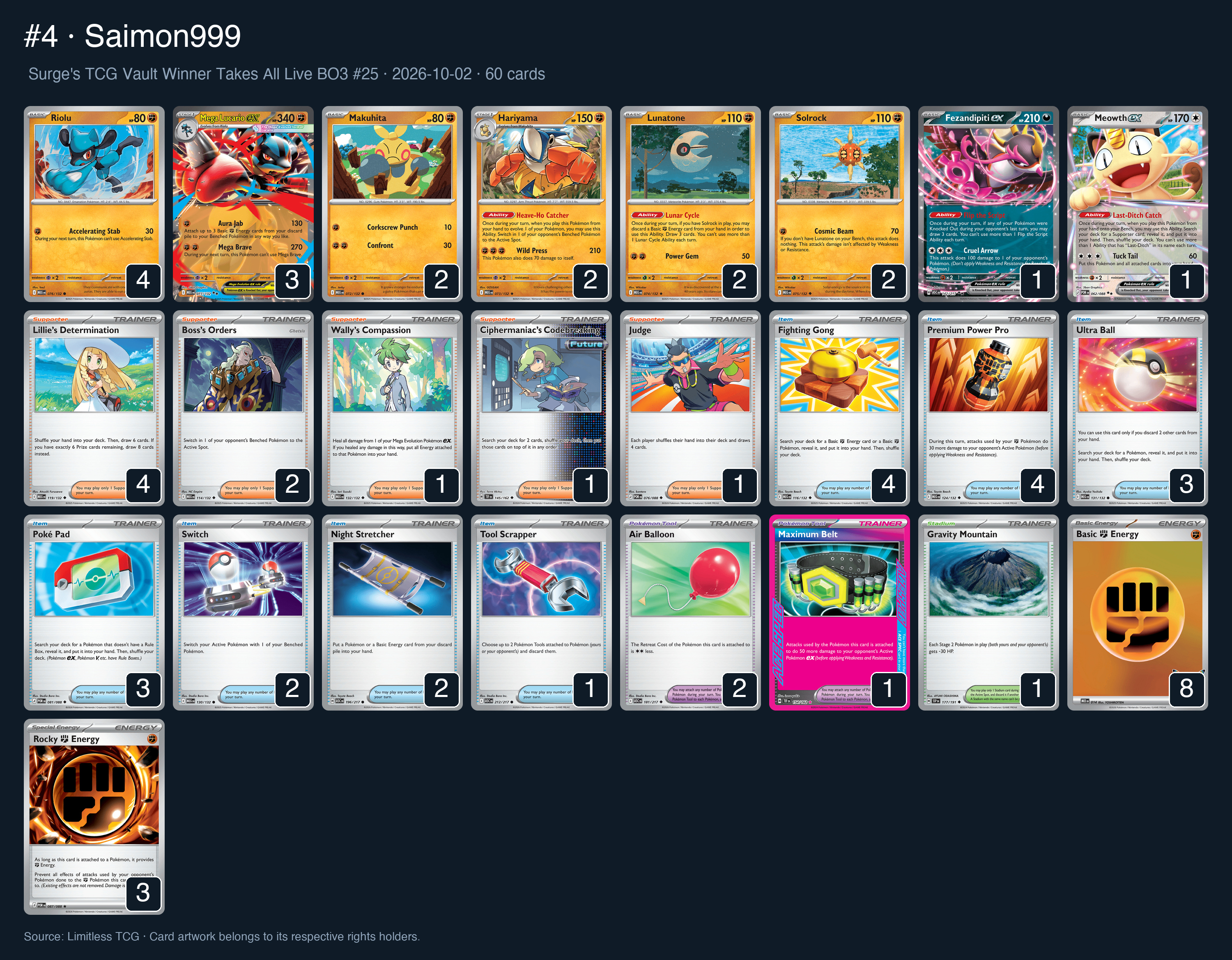 Complete 60-card deck list for rank 4, Saimon999