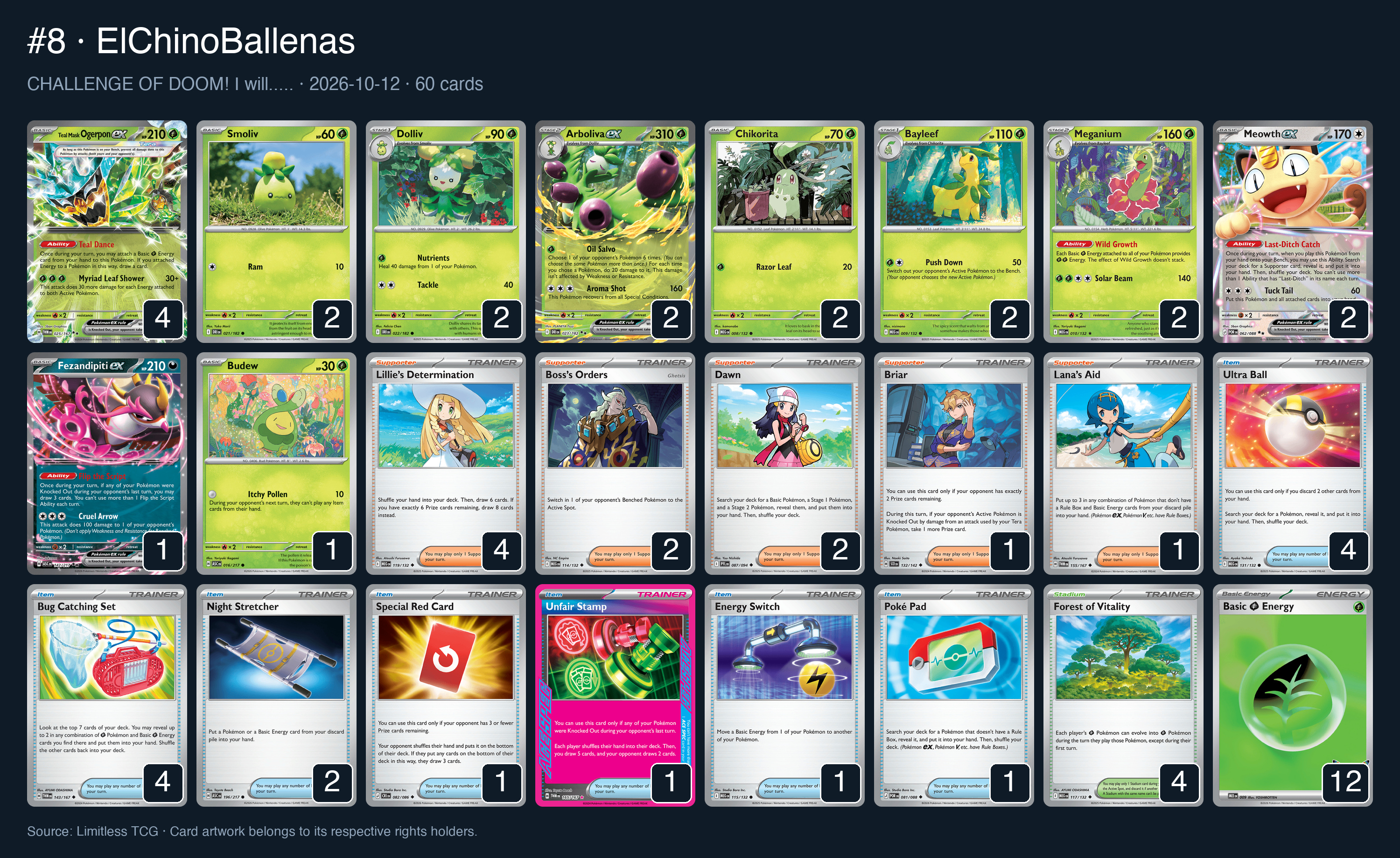 Complete 60-card deck list for rank 8, ElChinoBallenas