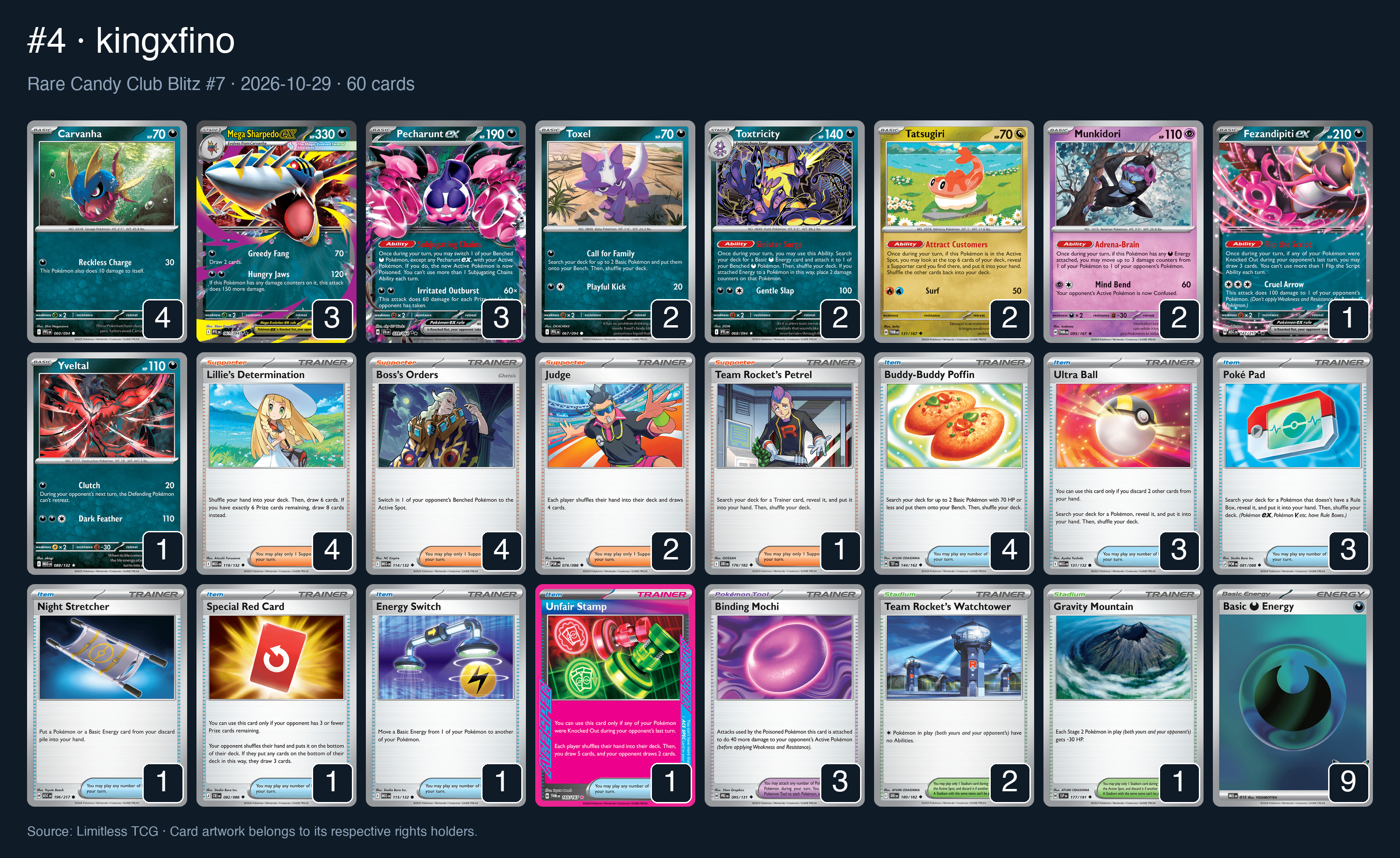 Complete 60-card deck list for rank 4, kingxfino