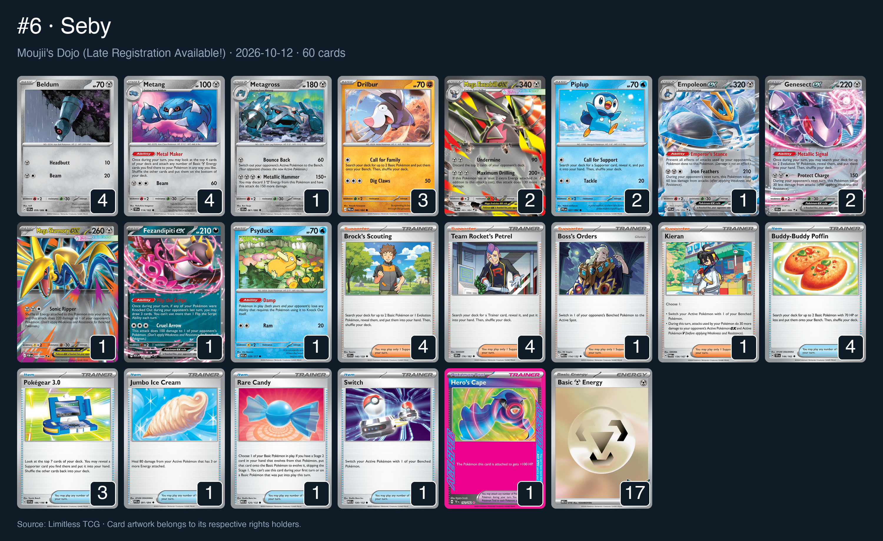 Complete 60-card deck list for rank 6, Seby
