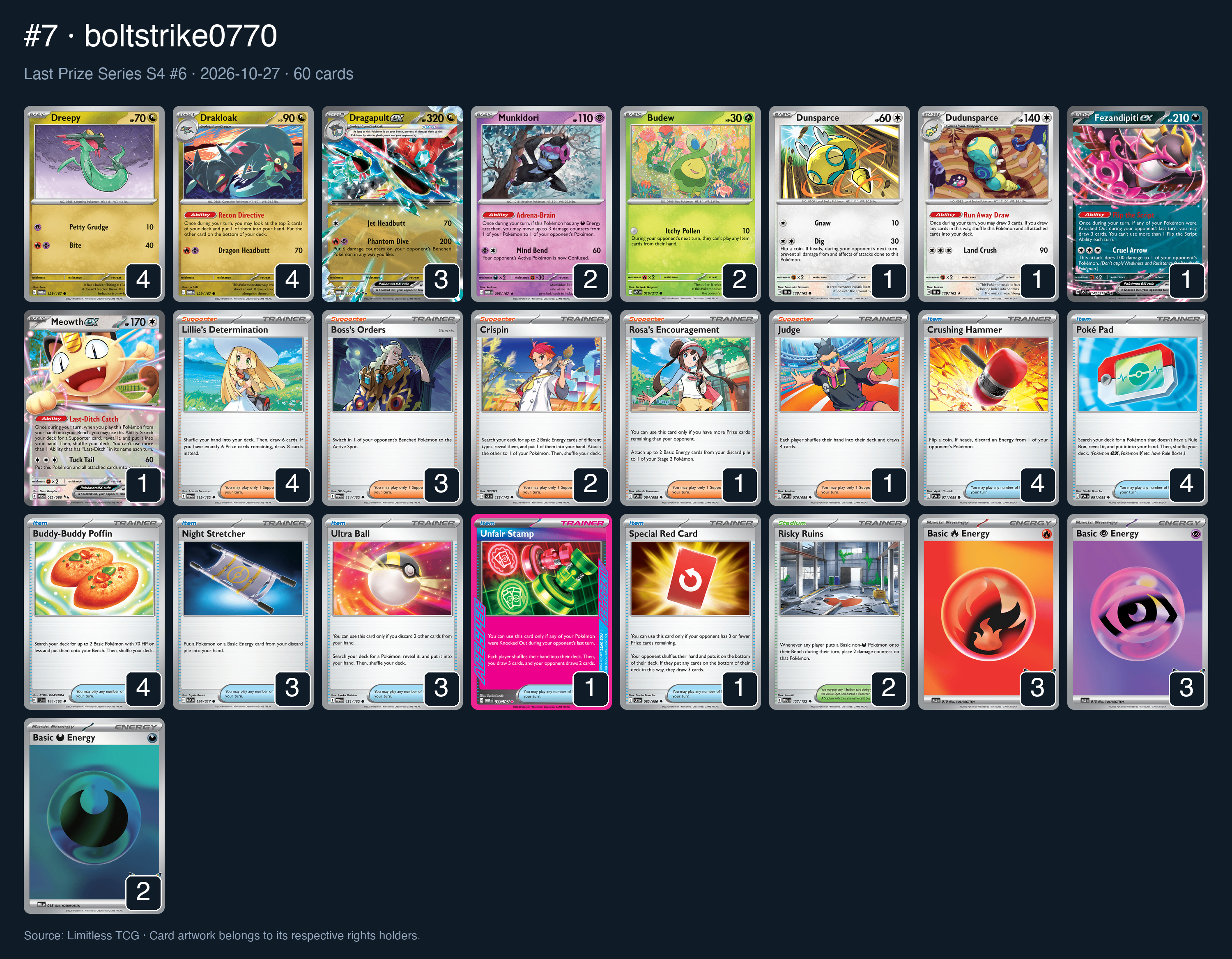 Complete 60-card deck list for rank 7, boltstrike0770