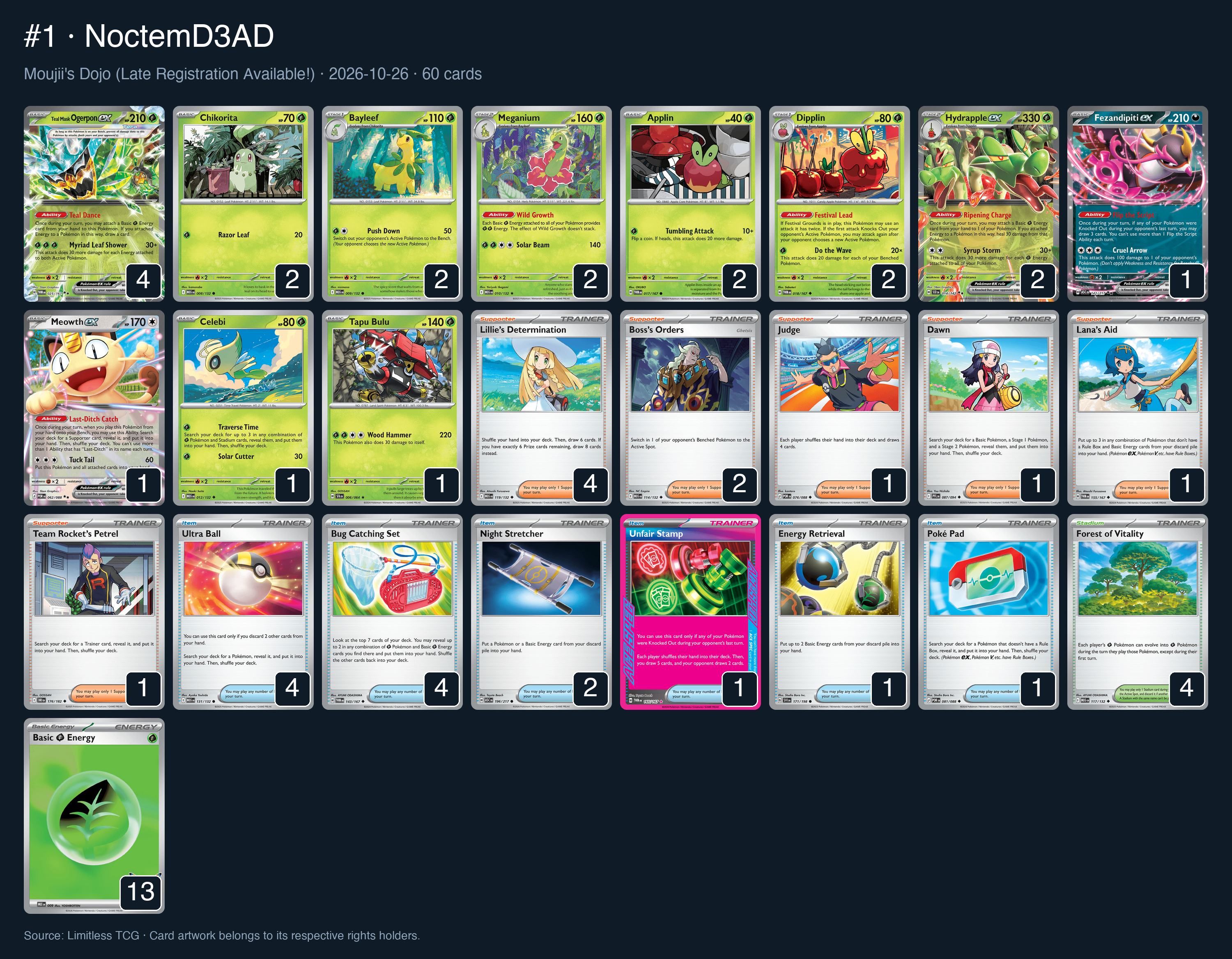 Complete 60-card deck list for rank 1, NoctemD3AD