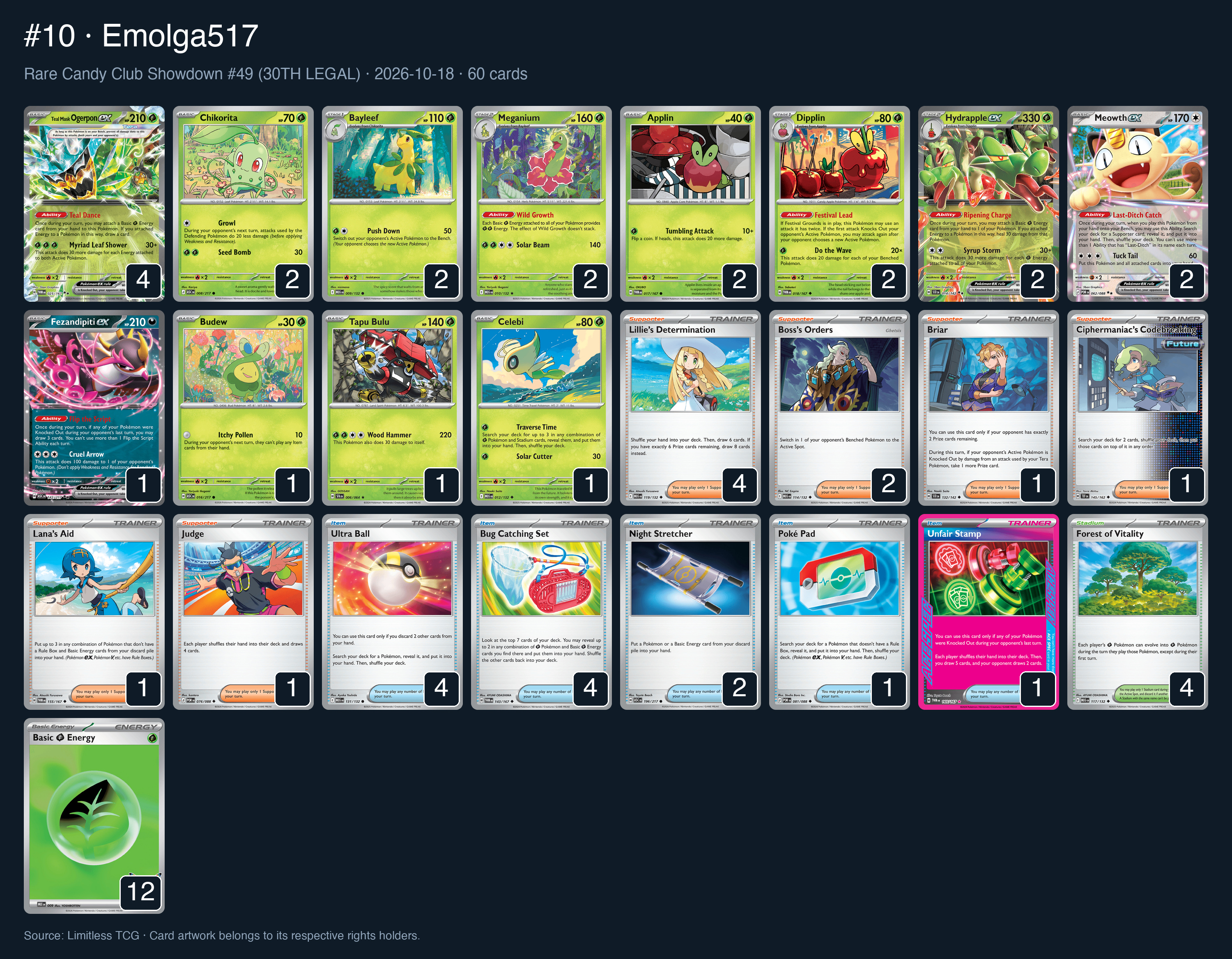 Complete 60-card deck list for rank 10, Emolga517