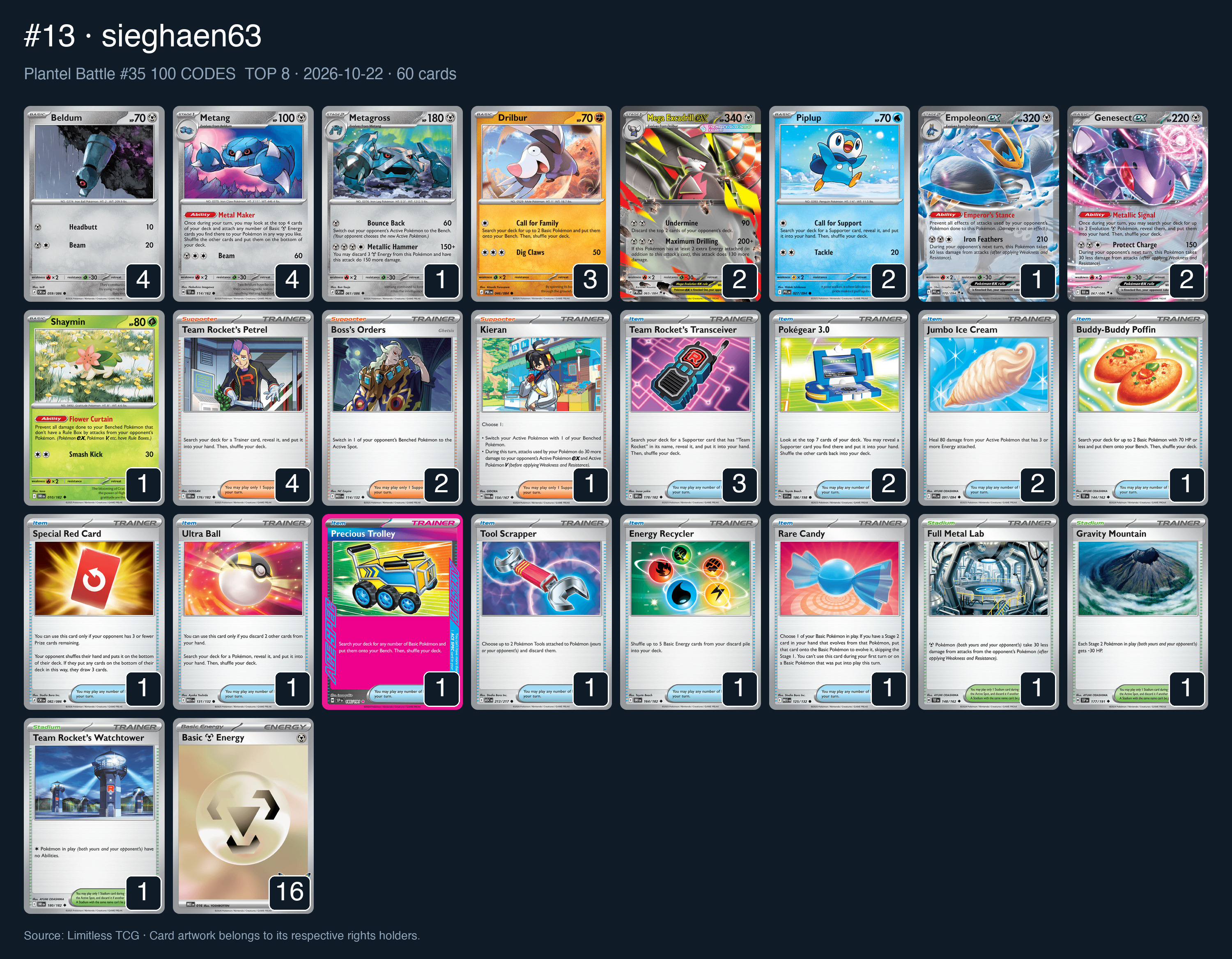 Complete 60-card deck list for rank 13, sieghaen63